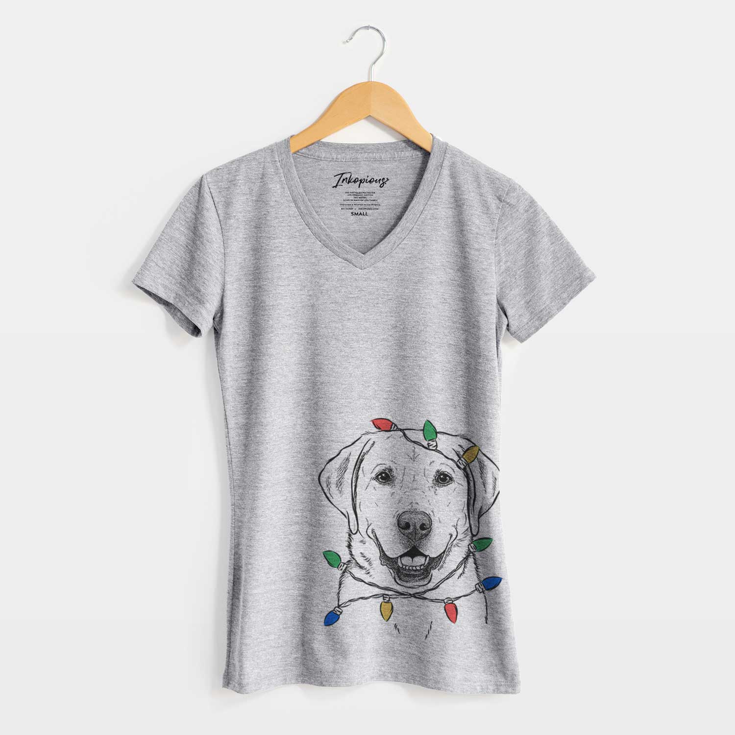 Christmas Lights Booney the Labrador Retriever - Women's V-neck Shirt