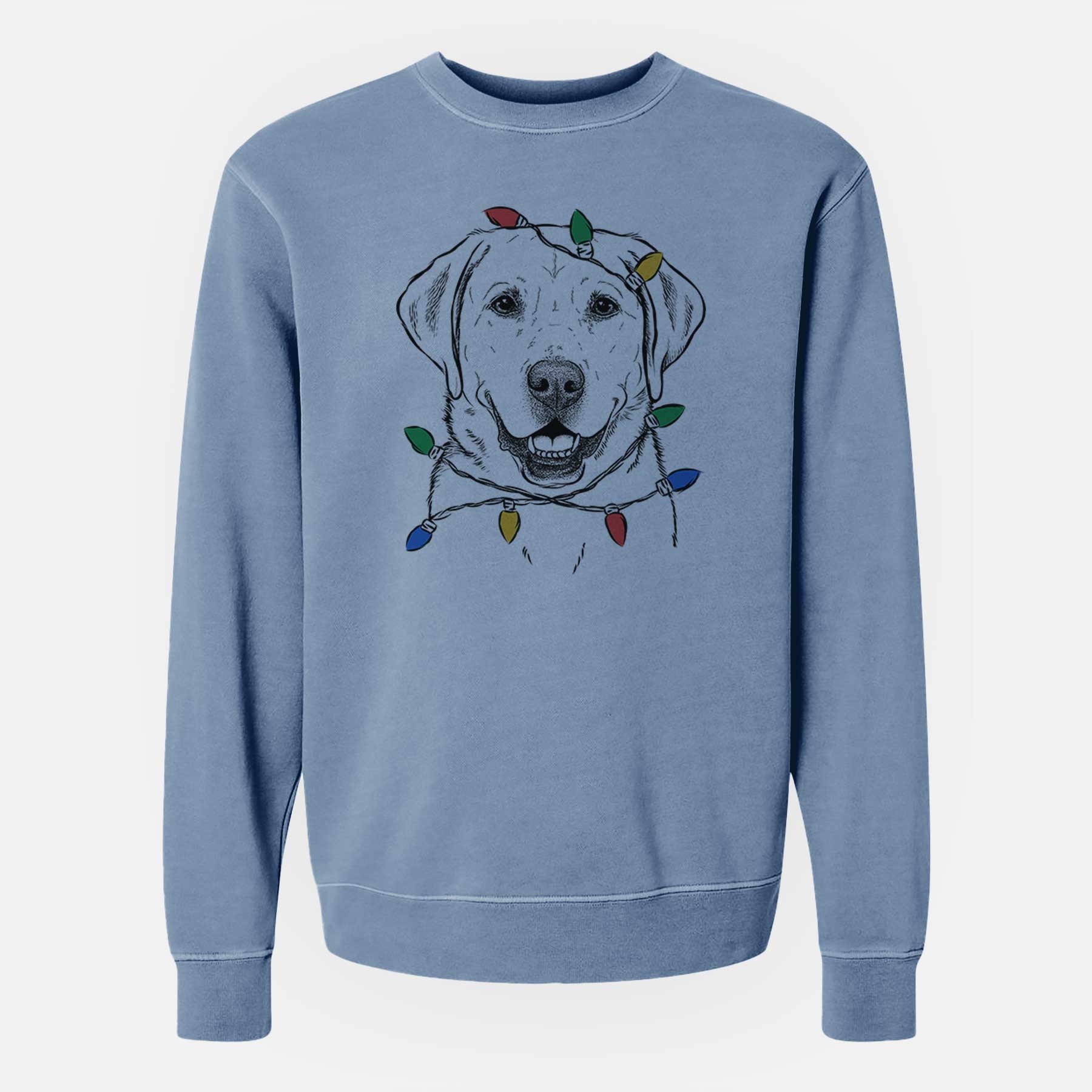 Christmas Lights Booney the Labrador Retriever - Unisex Pigment Dyed Crew Sweatshirt