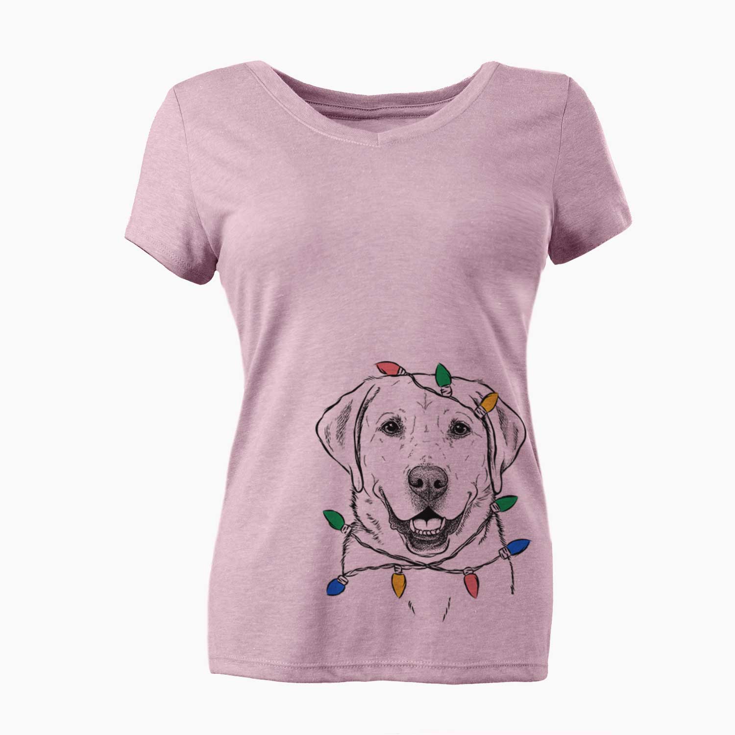 Christmas Lights Booney the Labrador Retriever - Women's V-neck Shirt