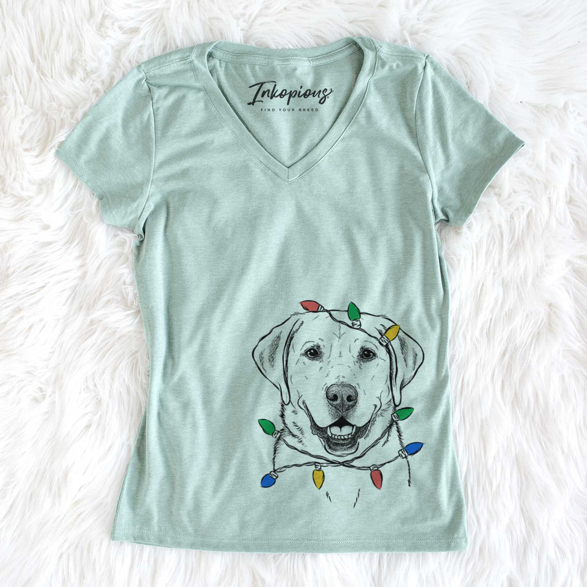 Christmas Lights Booney the Labrador Retriever - Women&#39;s V-neck Shirt