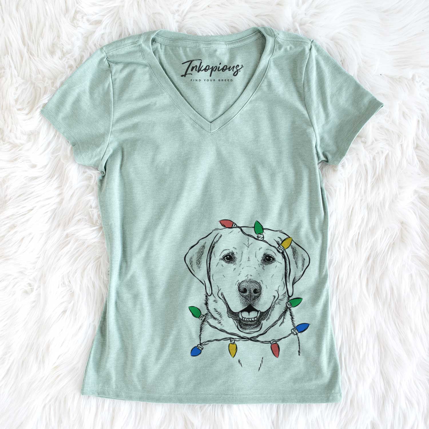 Christmas Lights Booney the Labrador Retriever - Women's V-neck Shirt