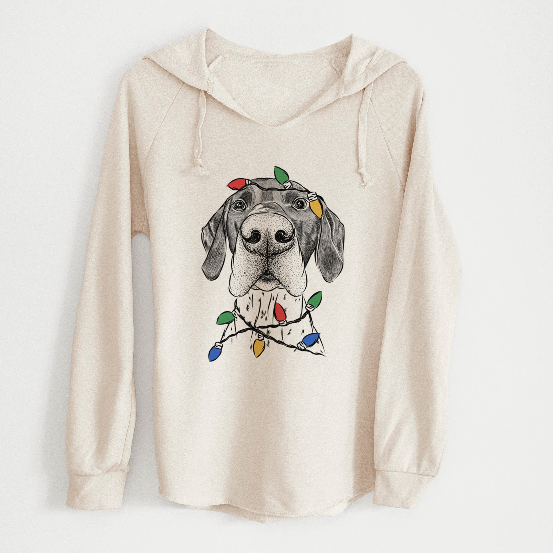 Christmas Lights Booze the German Shorthaired Pointer - Cali Wave Hooded Sweatshirt