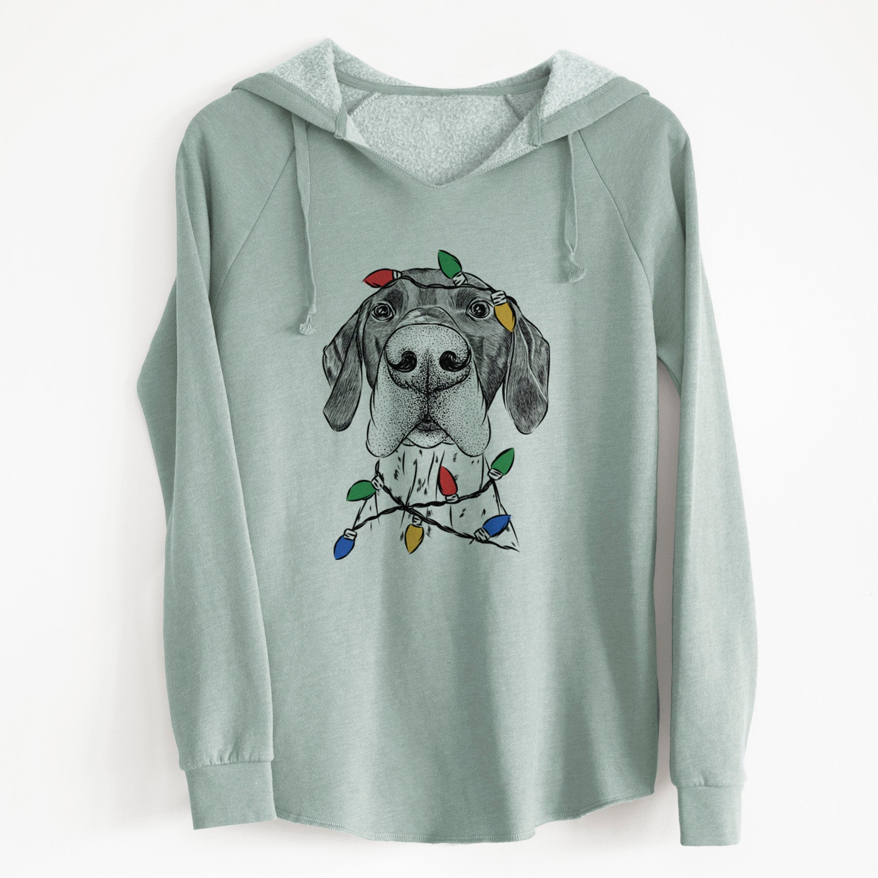 Christmas Lights Booze the German Shorthaired Pointer - Cali Wave Hooded Sweatshirt