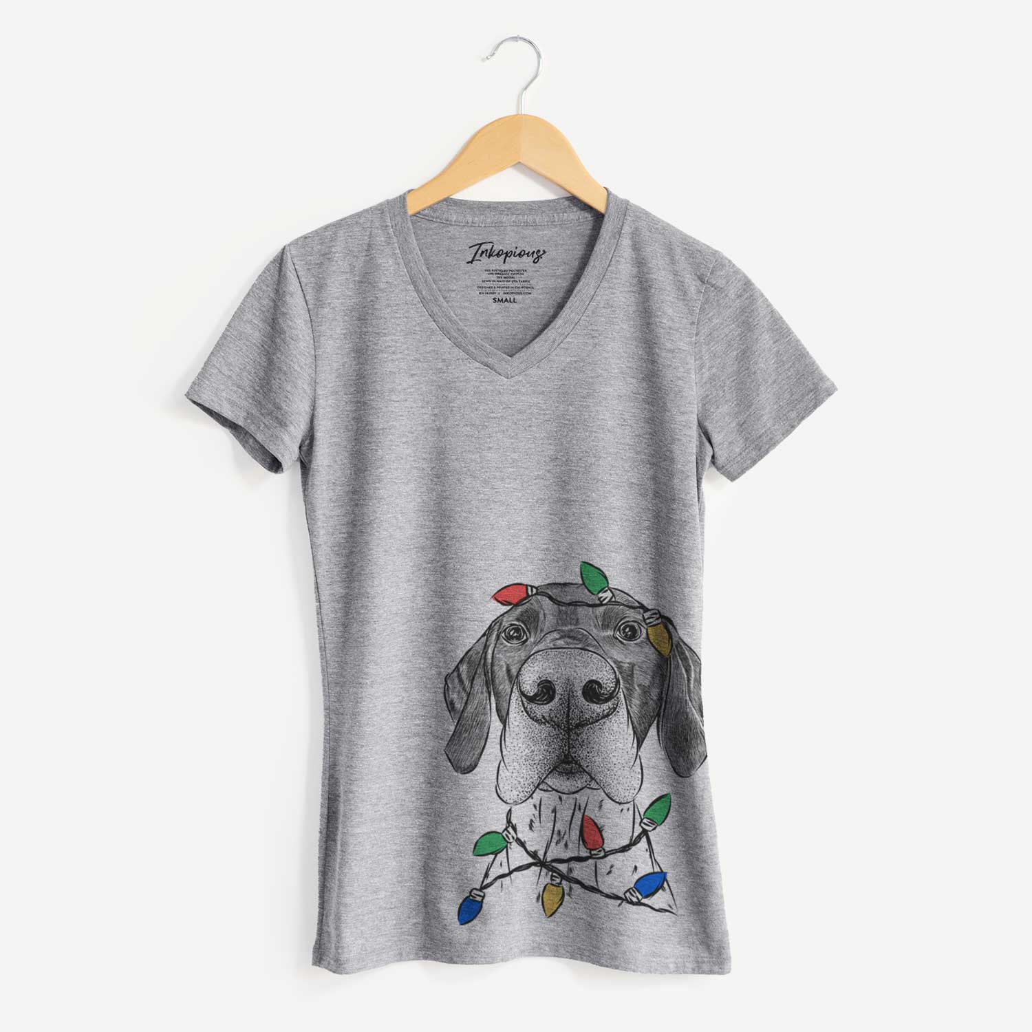 Christmas Lights Booze the German Shorthaired Pointer - Women's V-neck Shirt