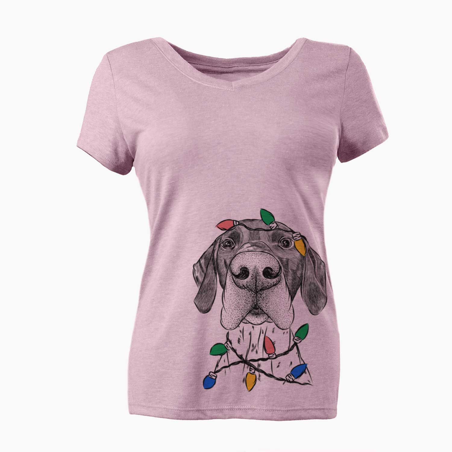 Christmas Lights Booze the German Shorthaired Pointer - Women's V-neck Shirt