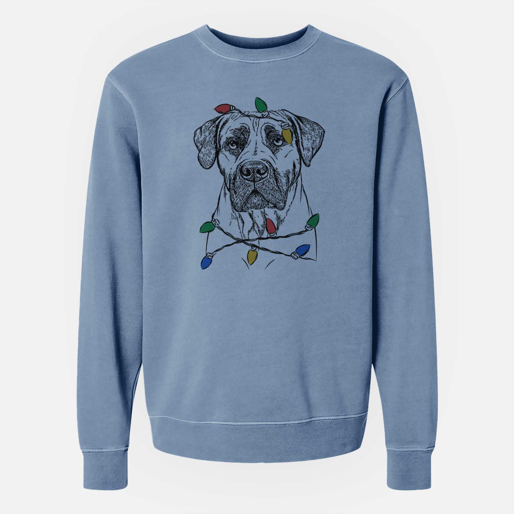 Christmas Lights Boris the Boerboel - Unisex Pigment Dyed Crew Sweatshirt