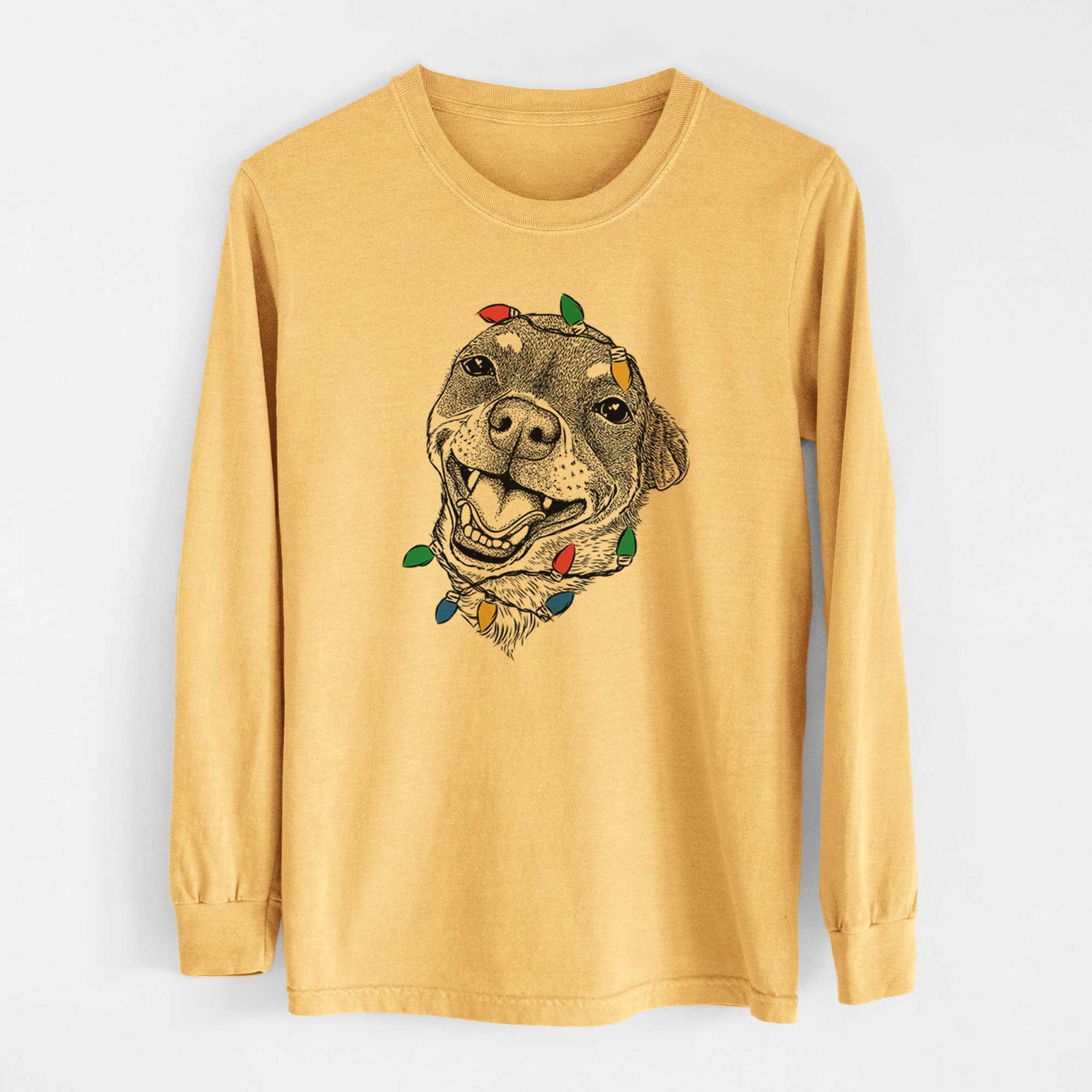 Christmas Lights Boss the Chihuahua - Heavyweight 100% Cotton Long Sleeve