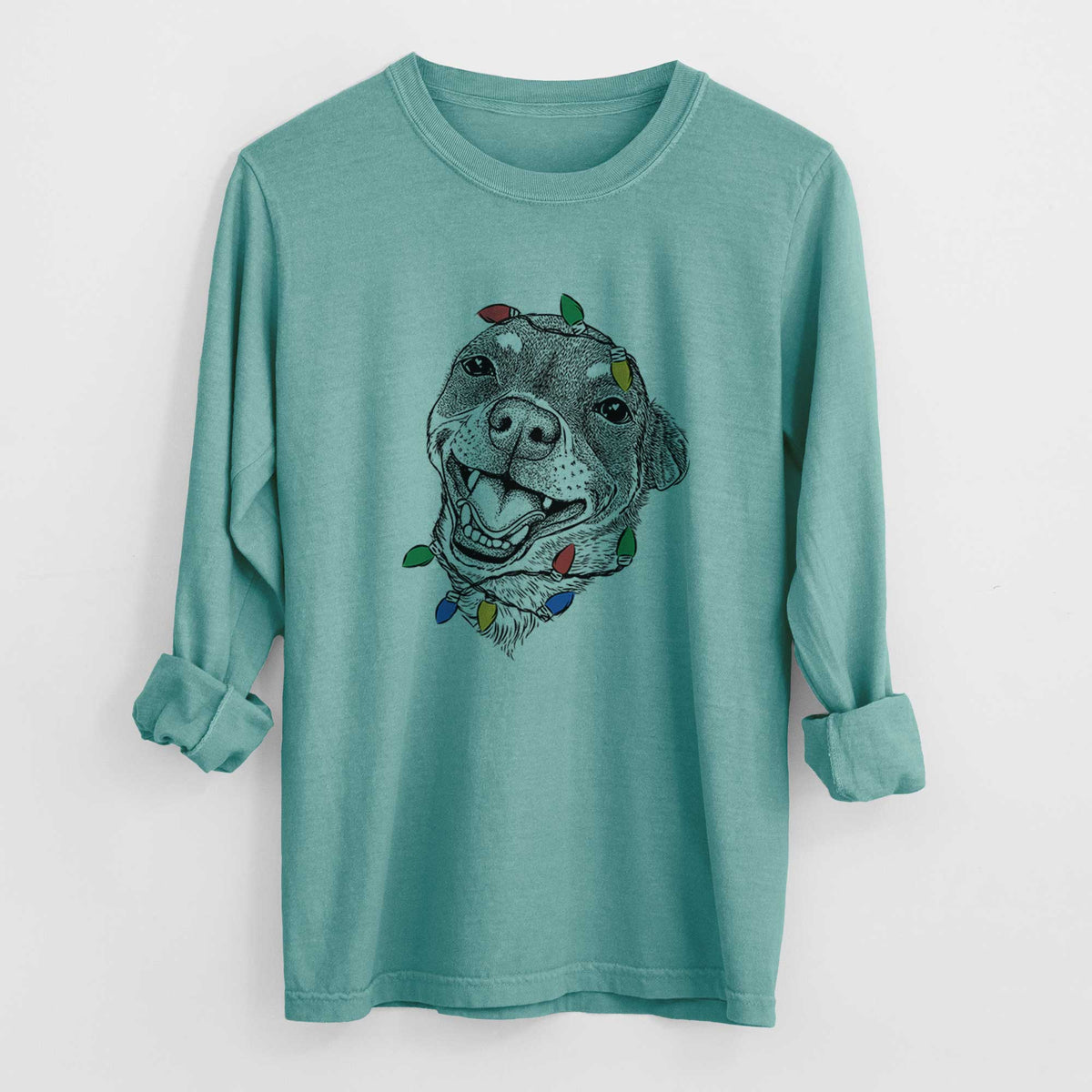 Christmas Lights Boss the Chihuahua - Heavyweight 100% Cotton Long Sleeve