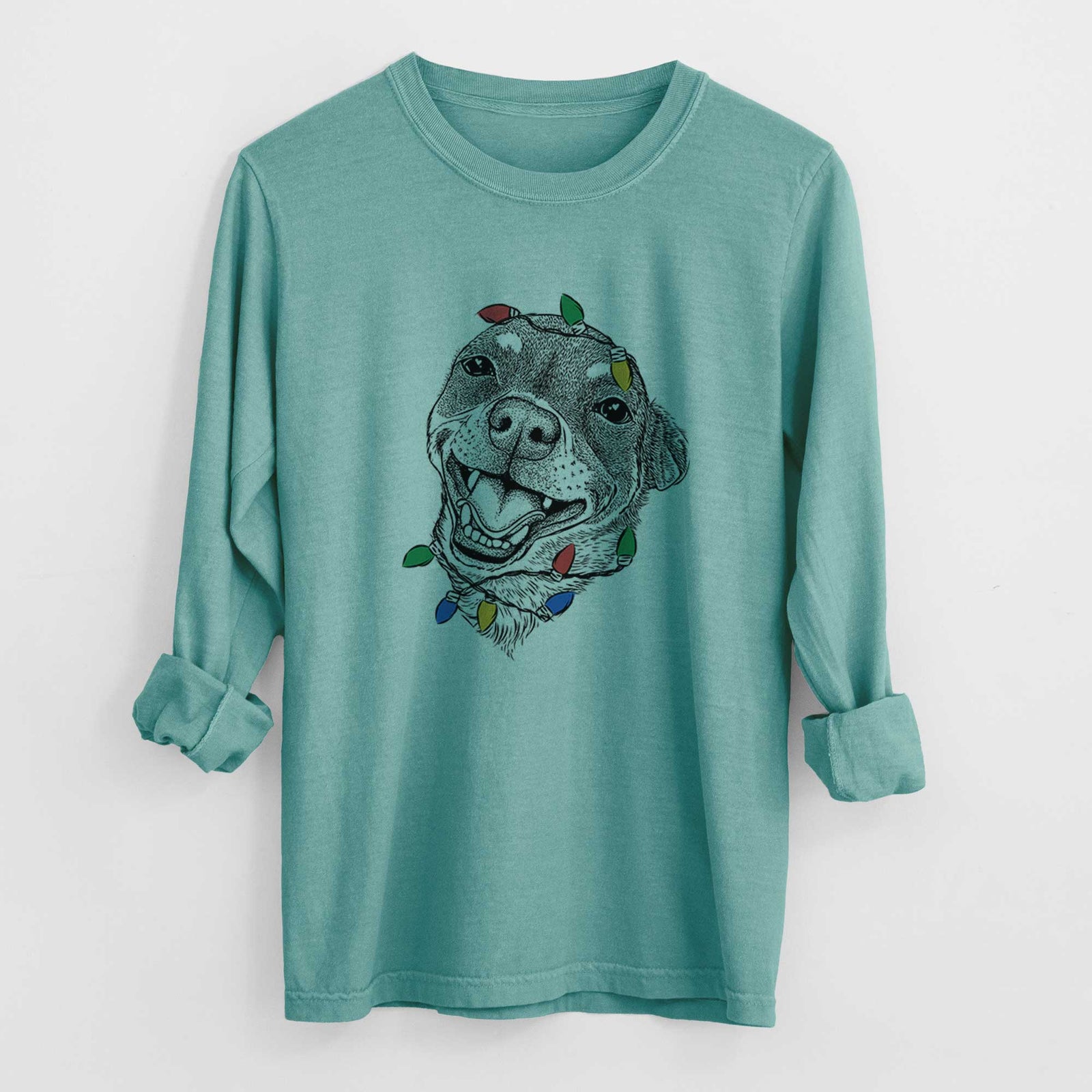 Christmas Lights Boss the Chihuahua - Heavyweight 100% Cotton Long Sleeve