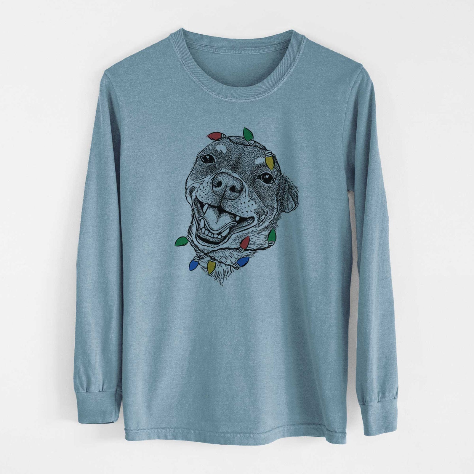 Christmas Lights Boss the Chihuahua - Heavyweight 100% Cotton Long Sleeve