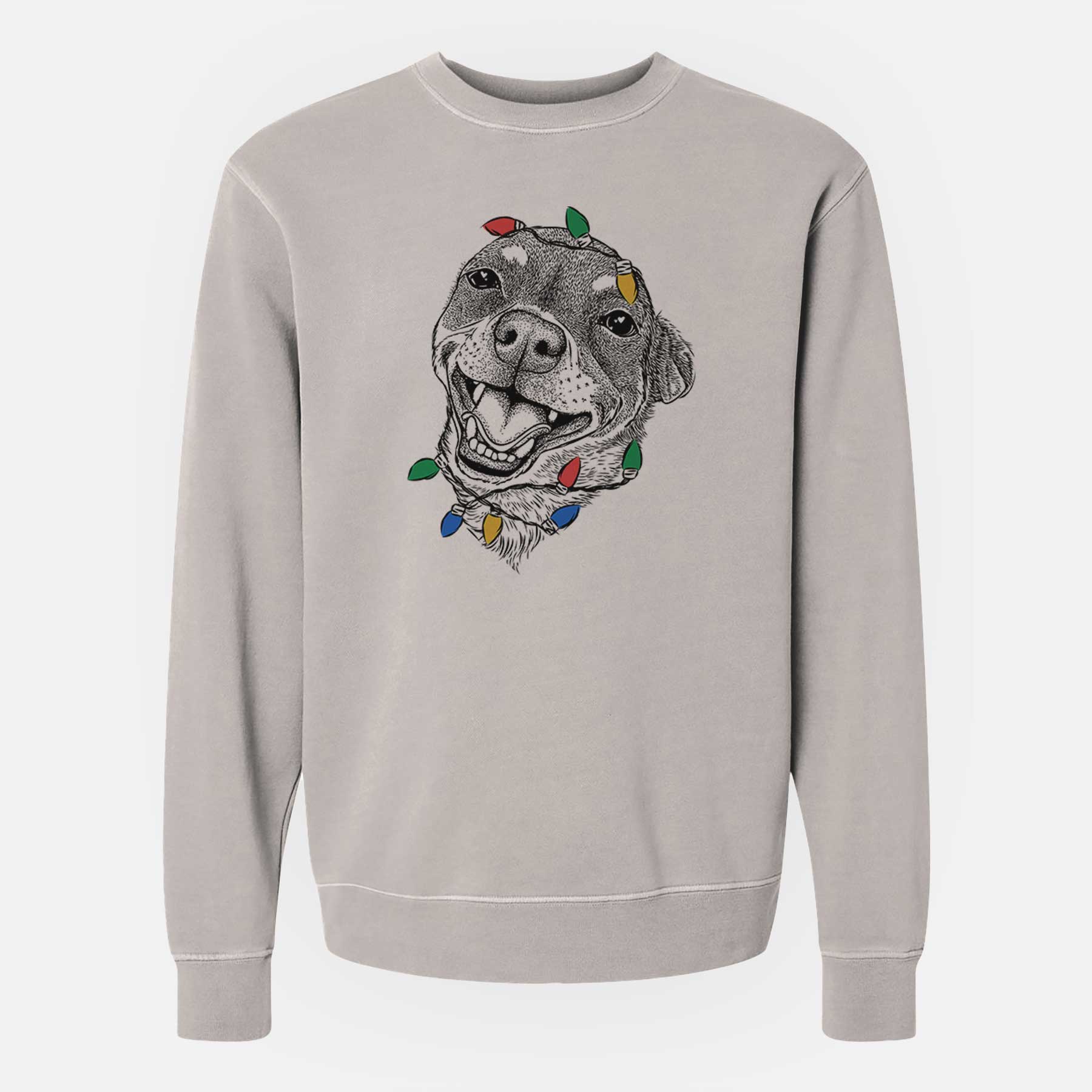 Christmas Lights Boss the Chihuahua - Unisex Pigment Dyed Crew Sweatshirt