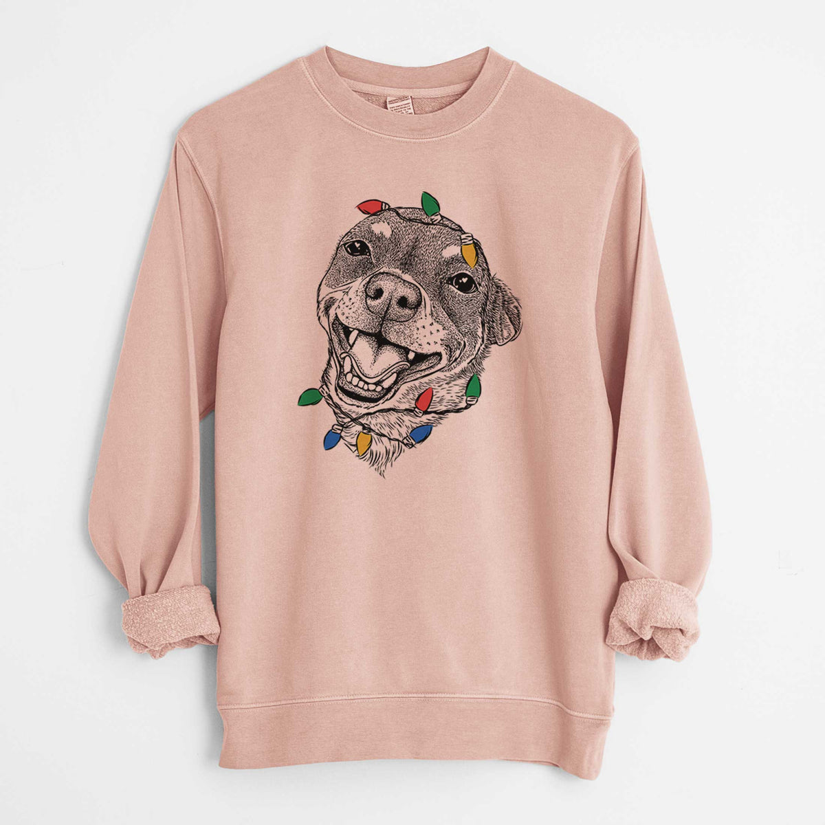 Christmas Lights Boss the Chihuahua - Unisex Pigment Dyed Crew Sweatshirt