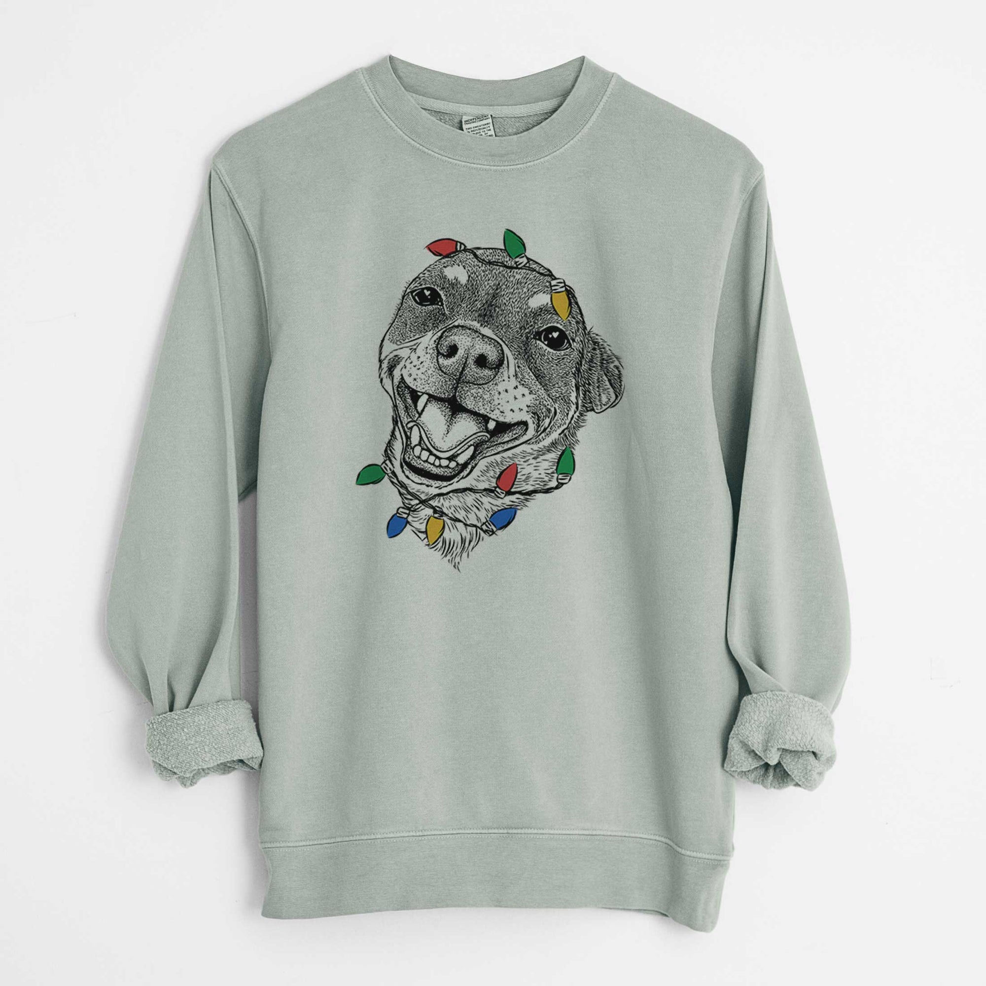 Christmas Lights Boss the Chihuahua - Unisex Pigment Dyed Crew Sweatshirt