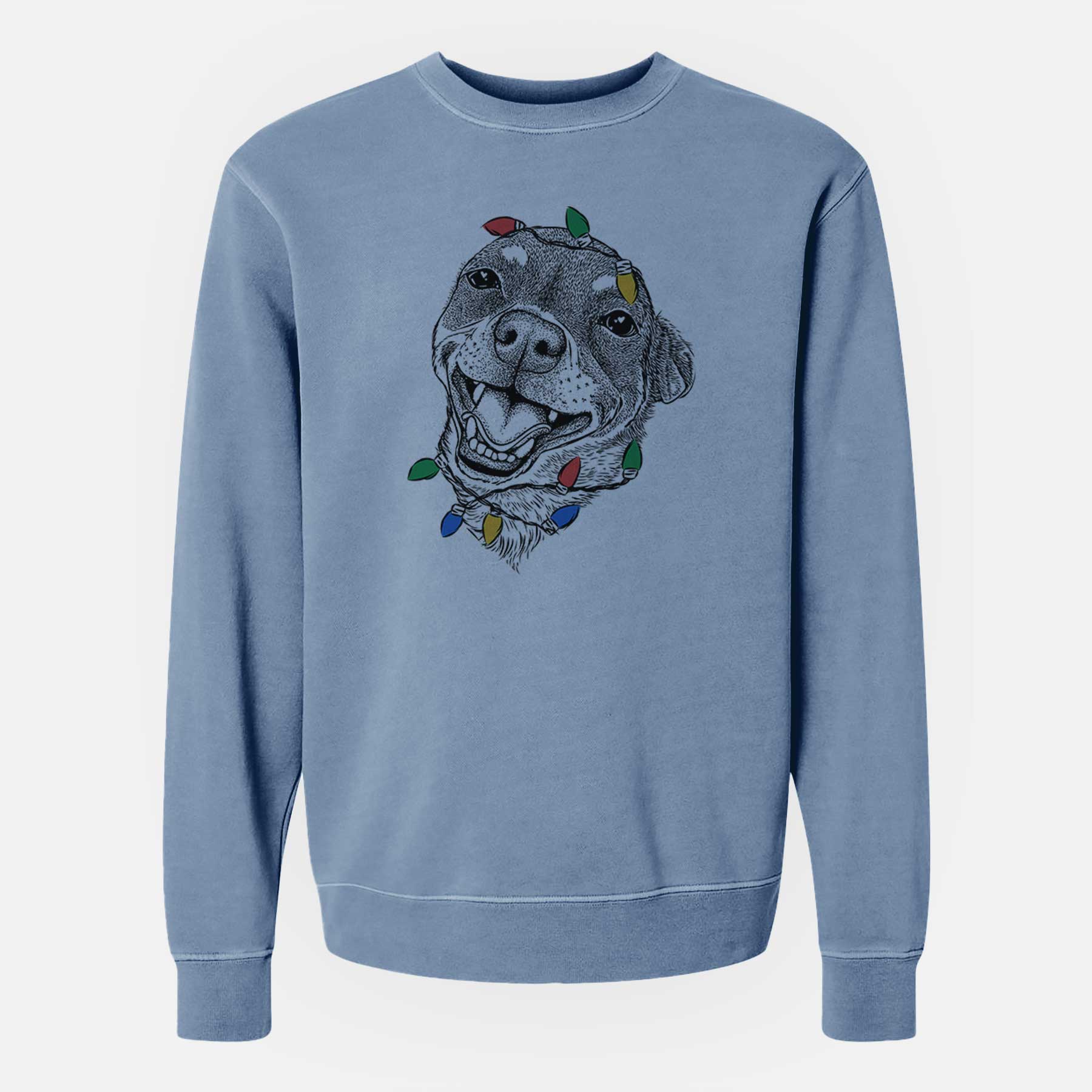 Christmas Lights Boss the Chihuahua - Unisex Pigment Dyed Crew Sweatshirt