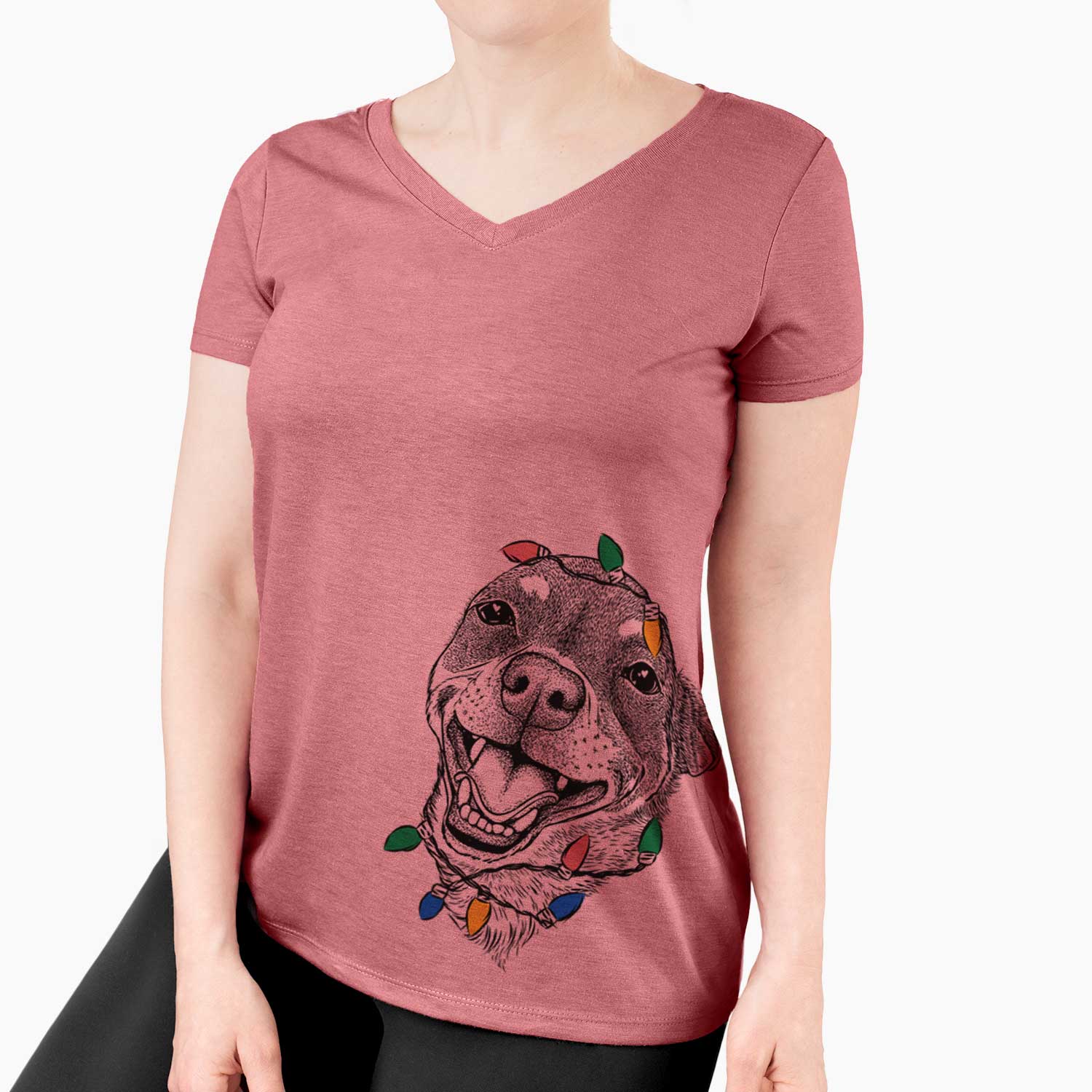 Christmas Lights Boss the Chihuahua - Women's V-neck Shirt