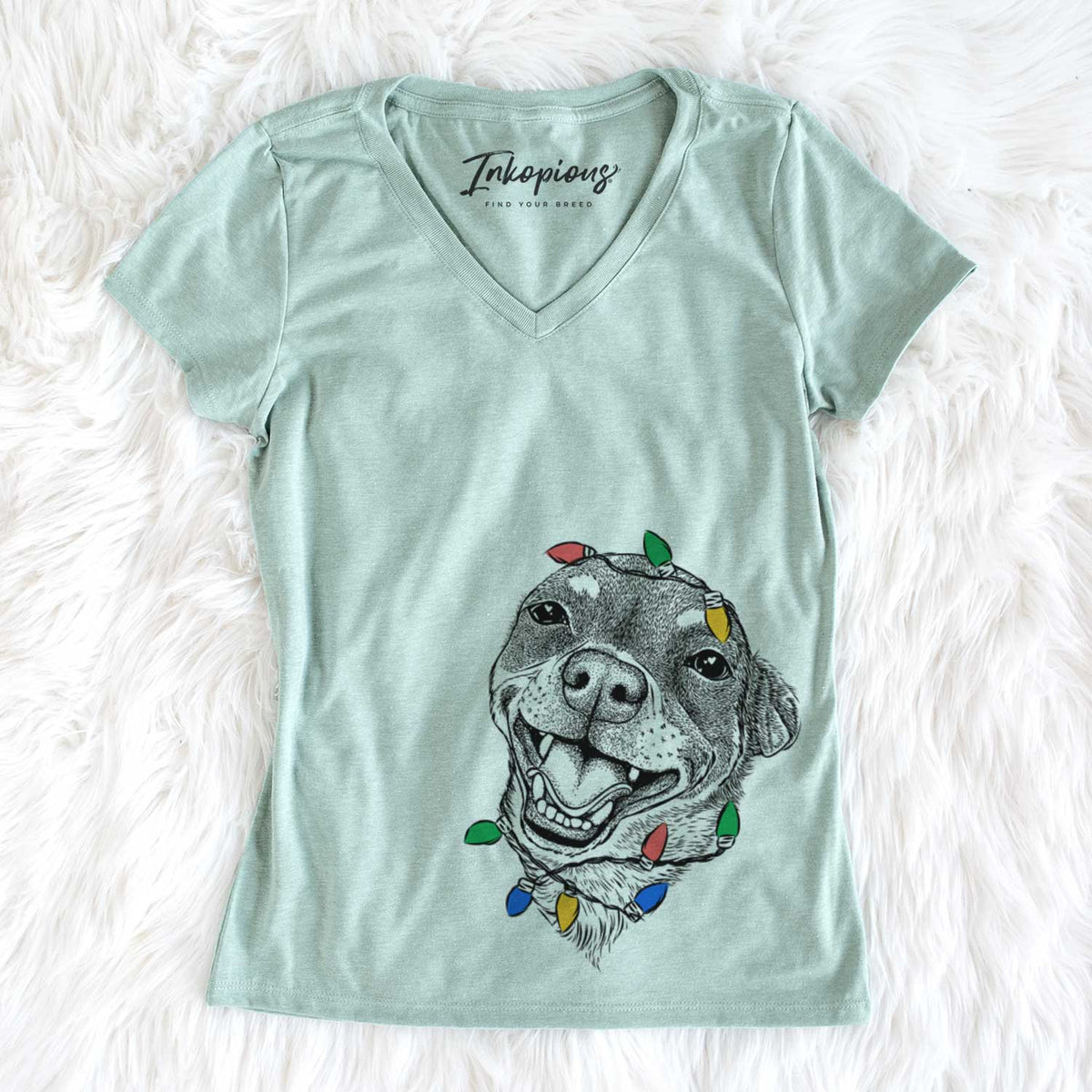 Christmas Lights Boss the Chihuahua - Women&#39;s V-neck Shirt