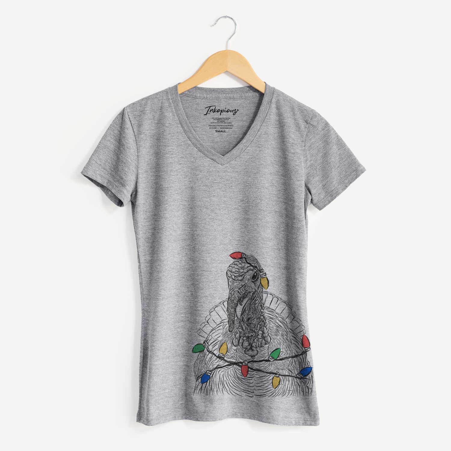 Christmas Lights Brady the Turkey - Women's V-neck Shirt