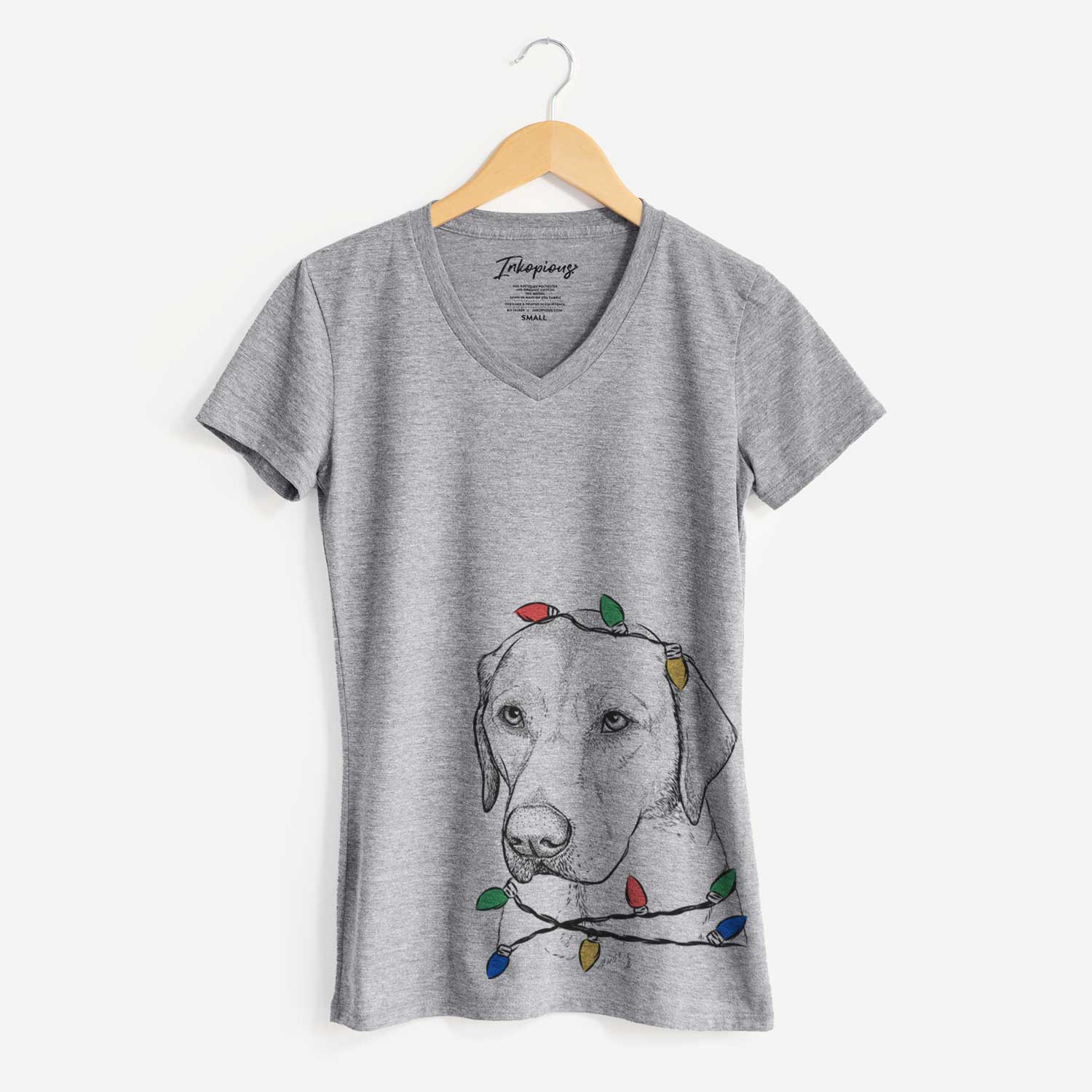 Christmas Lights Braxton the Yellow Lab - Women's V-neck Shirt