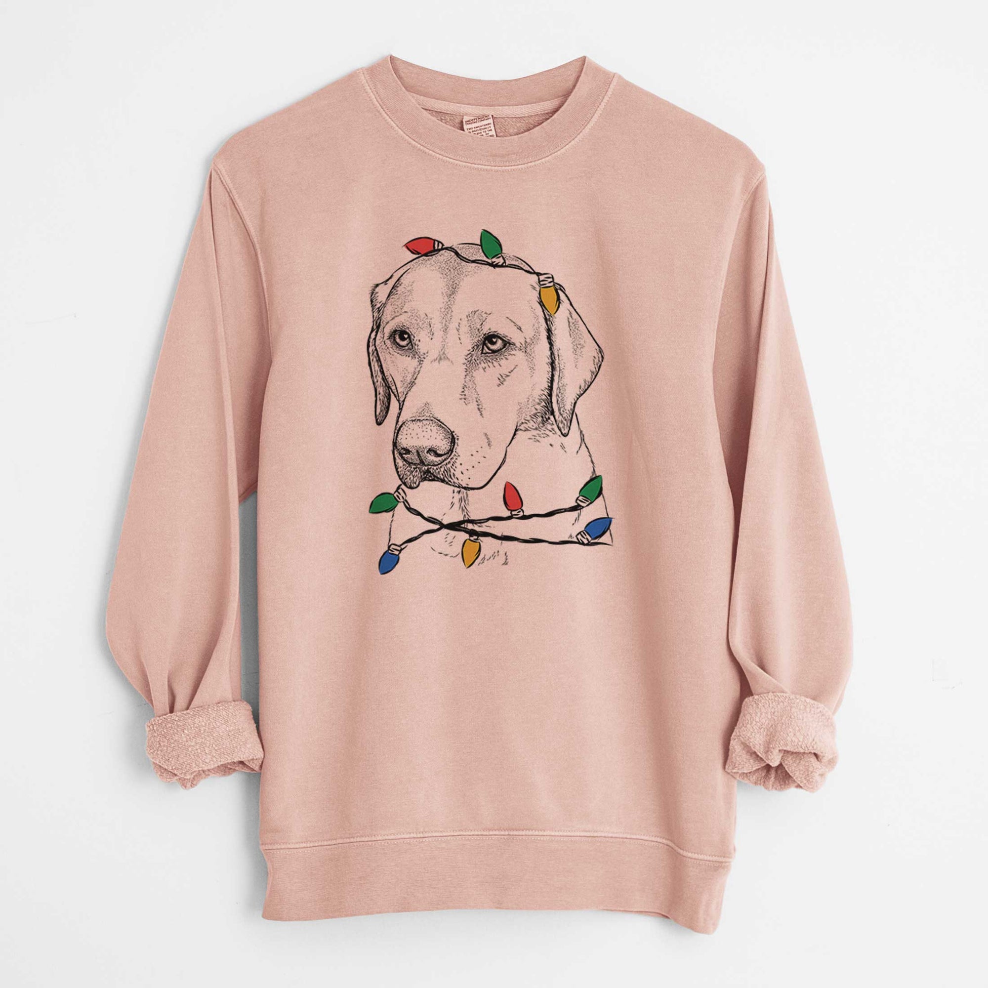 Christmas Lights Braxton the Yellow Lab - Unisex Pigment Dyed Crew Sweatshirt