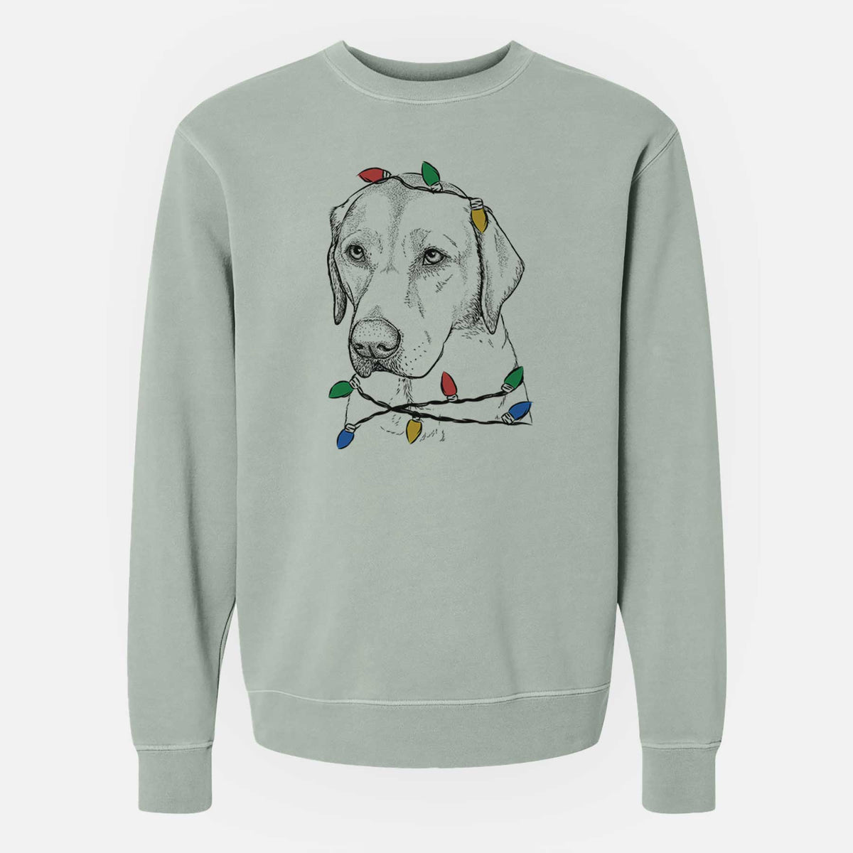 Christmas Lights Braxton the Yellow Lab - Unisex Pigment Dyed Crew Sweatshirt