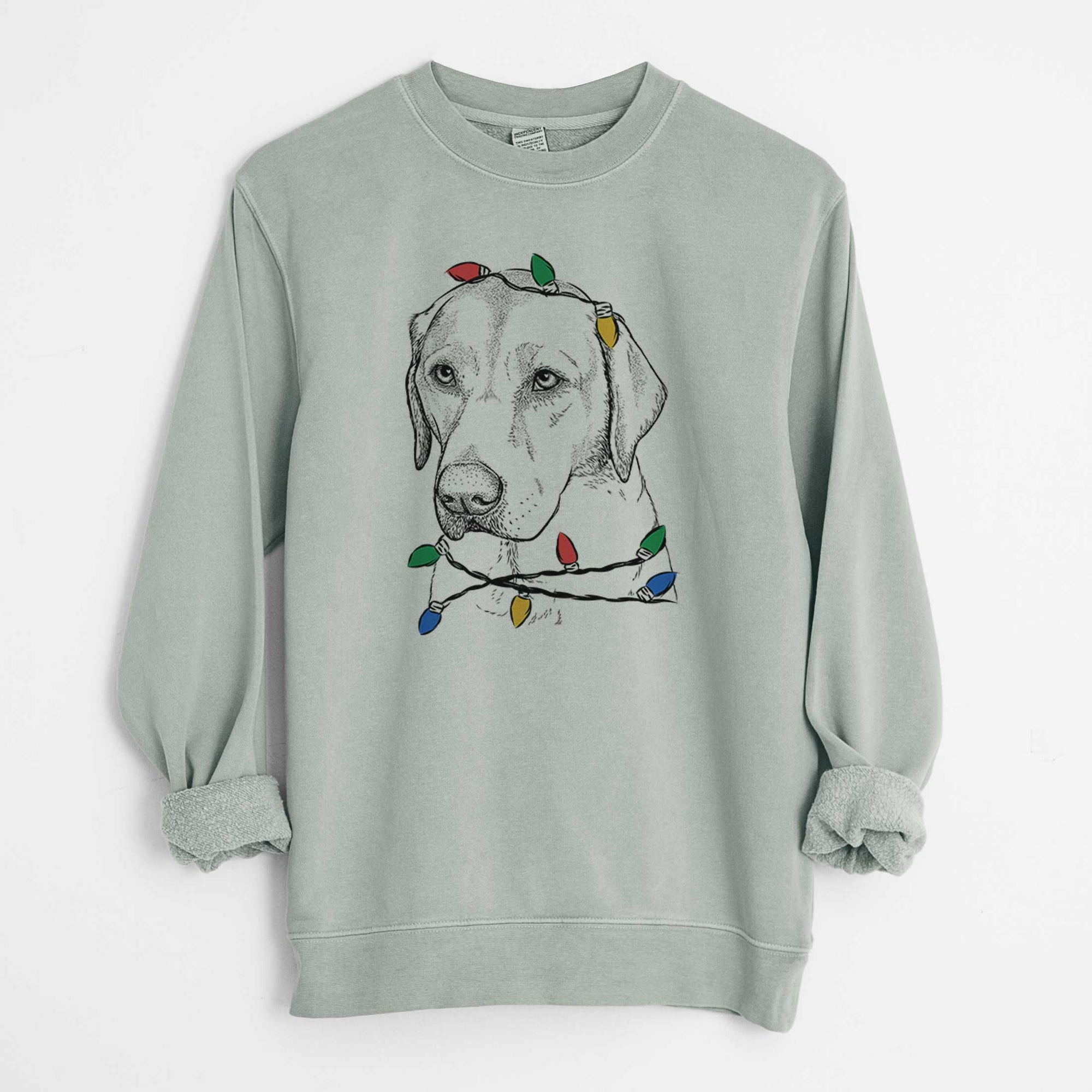 Christmas Lights Braxton the Yellow Lab - Unisex Pigment Dyed Crew Sweatshirt