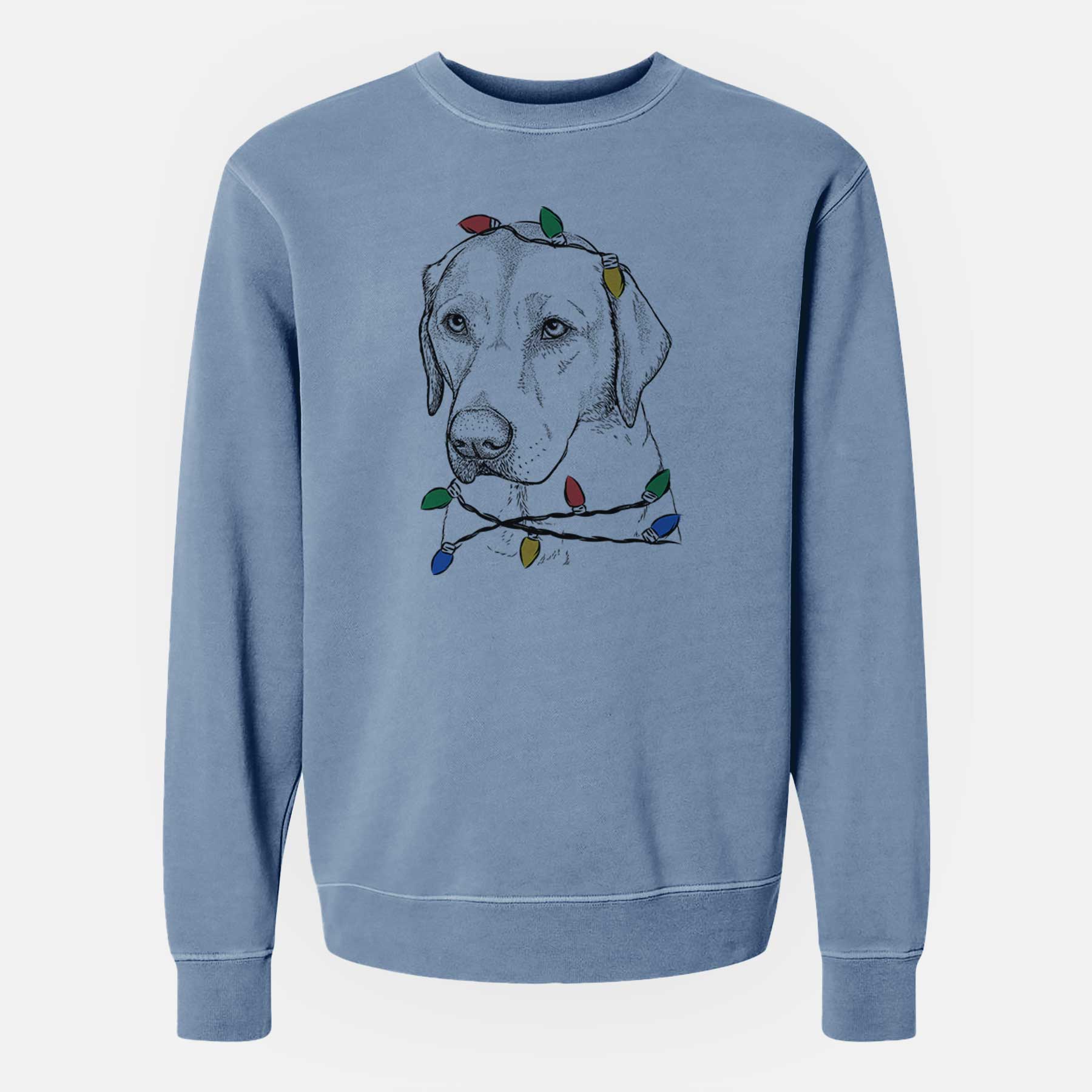 Christmas Lights Braxton the Yellow Lab - Unisex Pigment Dyed Crew Sweatshirt