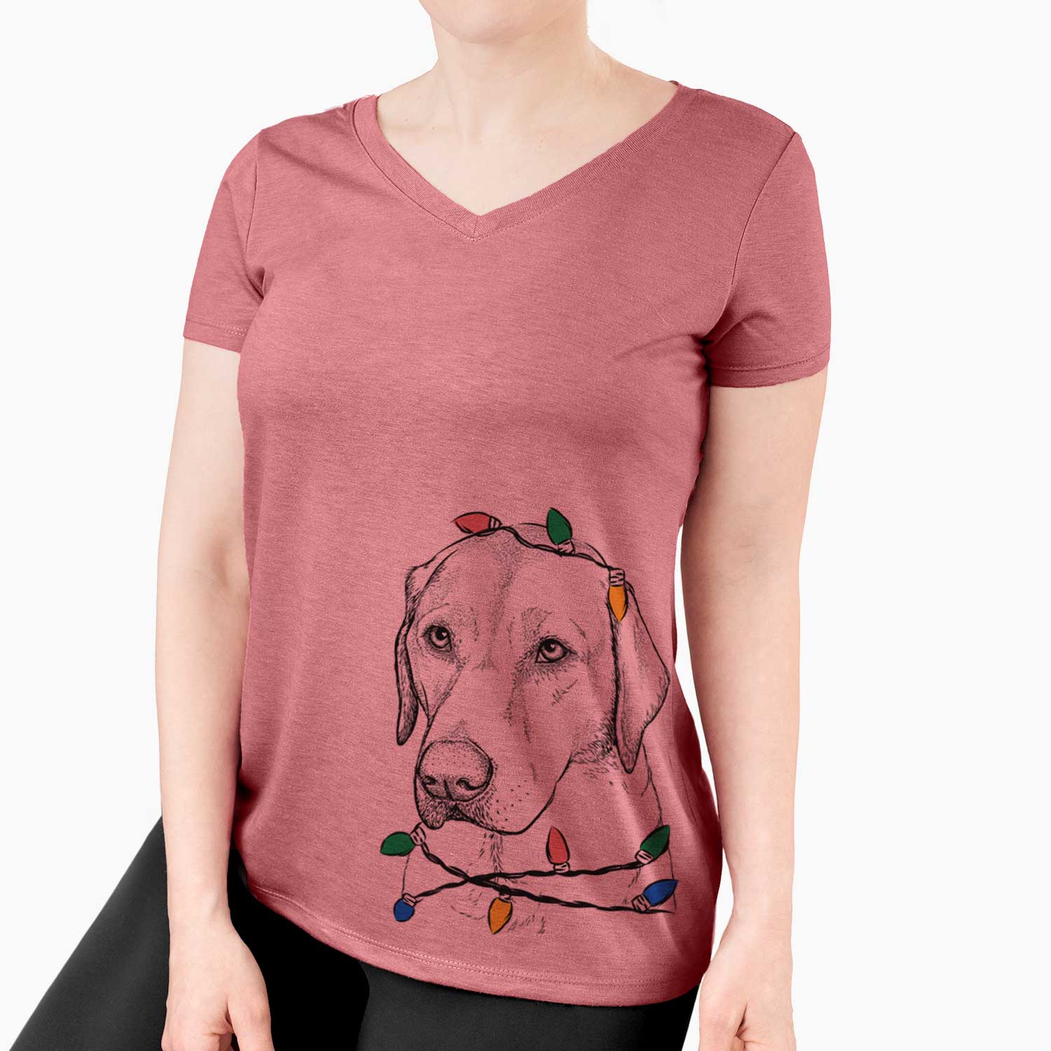 Christmas Lights Braxton the Yellow Lab - Women's V-neck Shirt