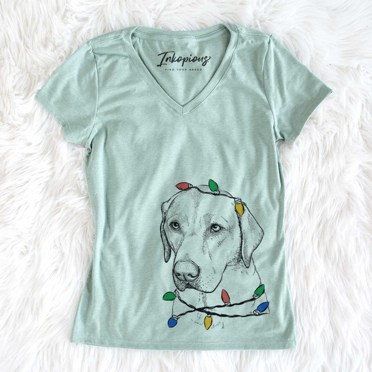 Christmas Lights Braxton the Yellow Lab - Women&#39;s V-neck Shirt