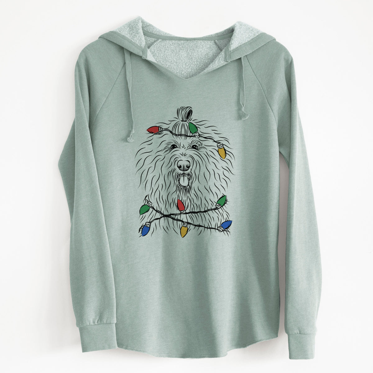 Christmas Lights Brody the Old English Sheepdog - Cali Wave Hooded Sweatshirt