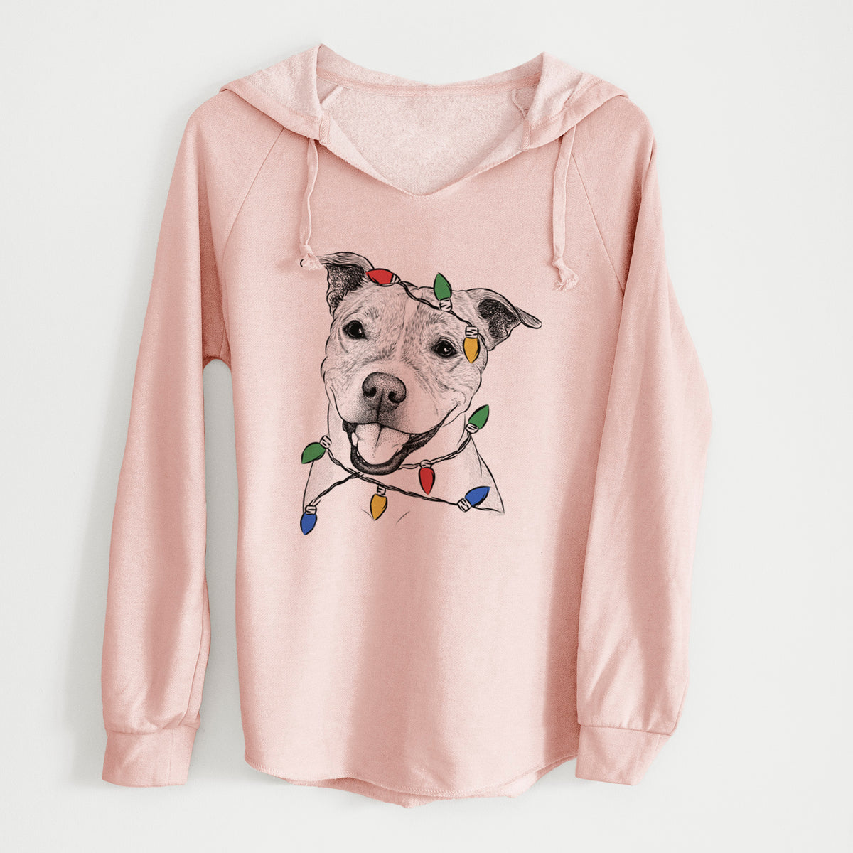 Christmas Lights BrookLyn the Staffordshire Bull Terrier - Cali Wave Hooded Sweatshirt