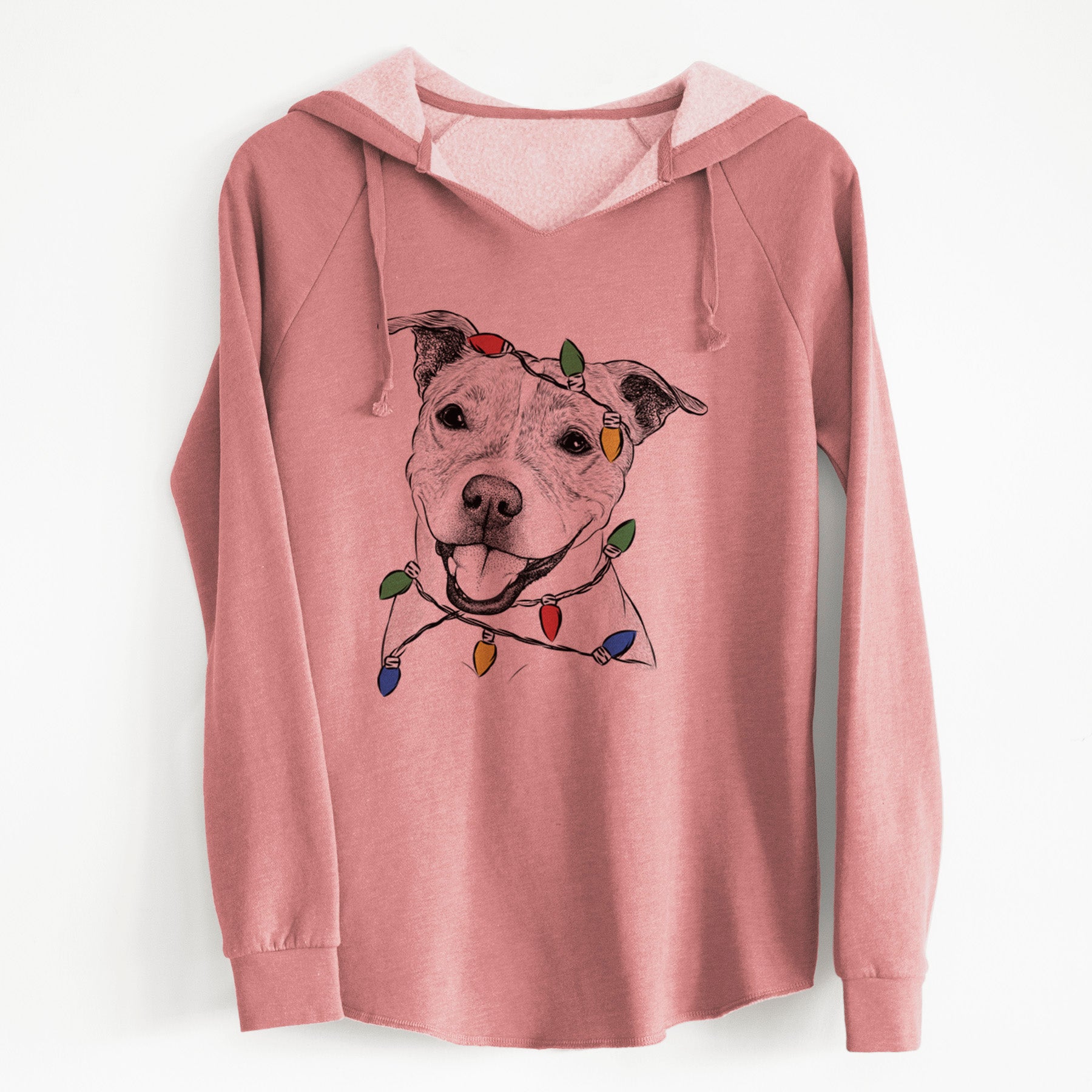 Christmas Lights BrookLyn the Staffordshire Bull Terrier - Cali Wave Hooded Sweatshirt