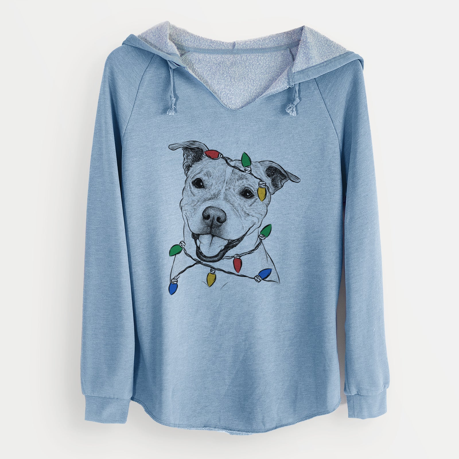 Christmas Lights BrookLyn the Staffordshire Bull Terrier - Cali Wave Hooded Sweatshirt