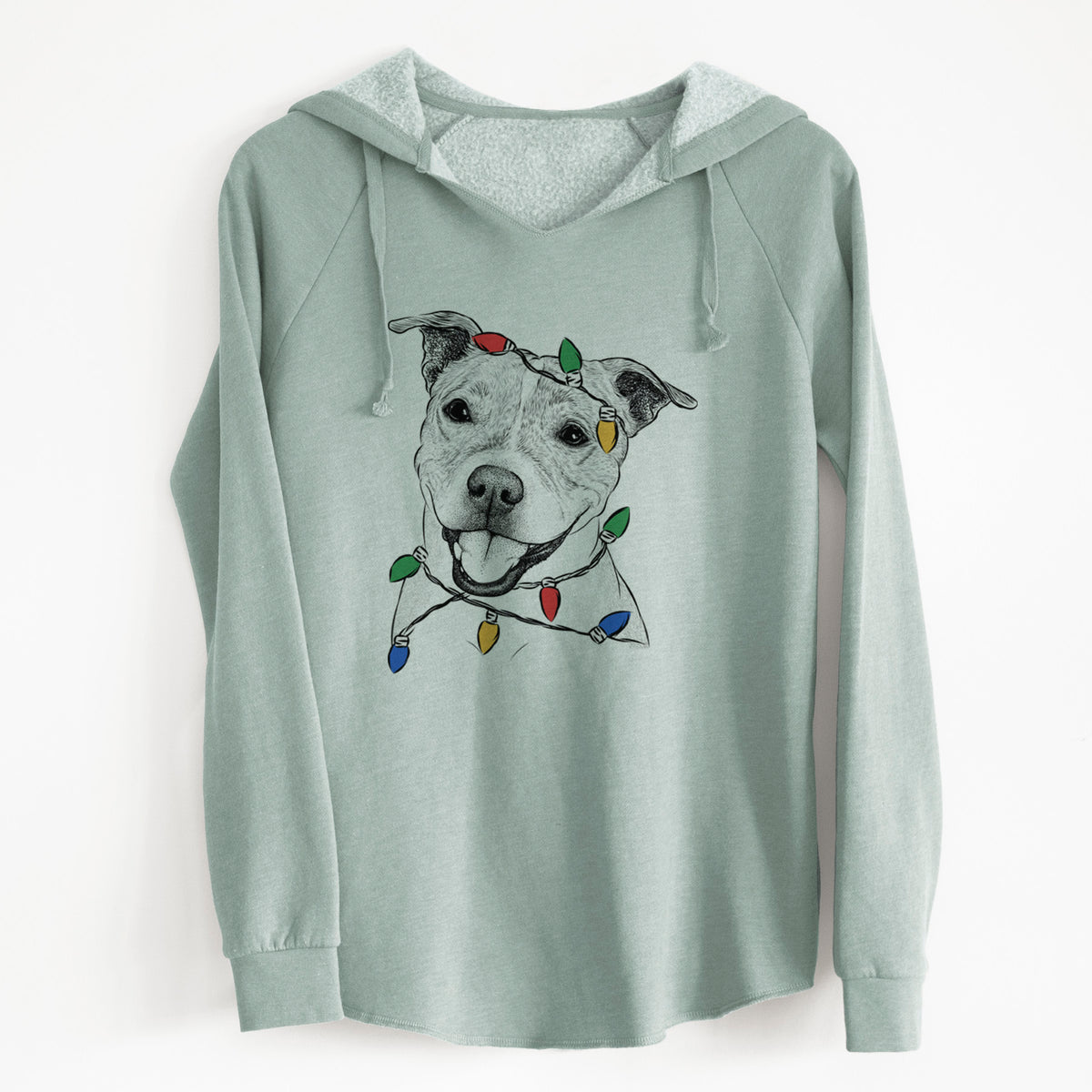 Christmas Lights BrookLyn the Staffordshire Bull Terrier - Cali Wave Hooded Sweatshirt