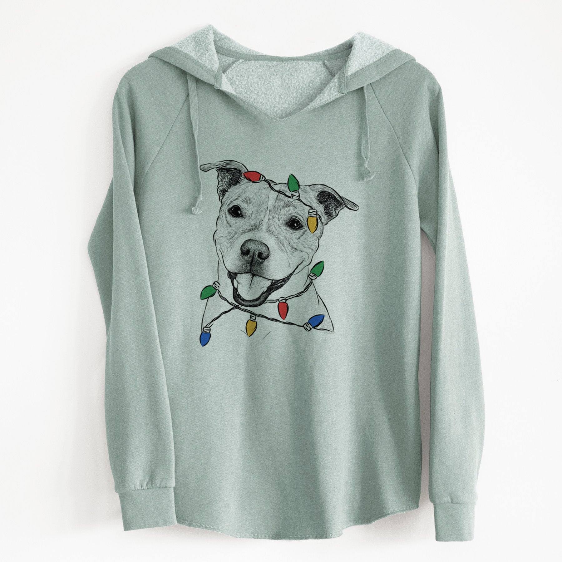 Christmas Lights BrookLyn the Staffordshire Bull Terrier - Cali Wave Hooded Sweatshirt