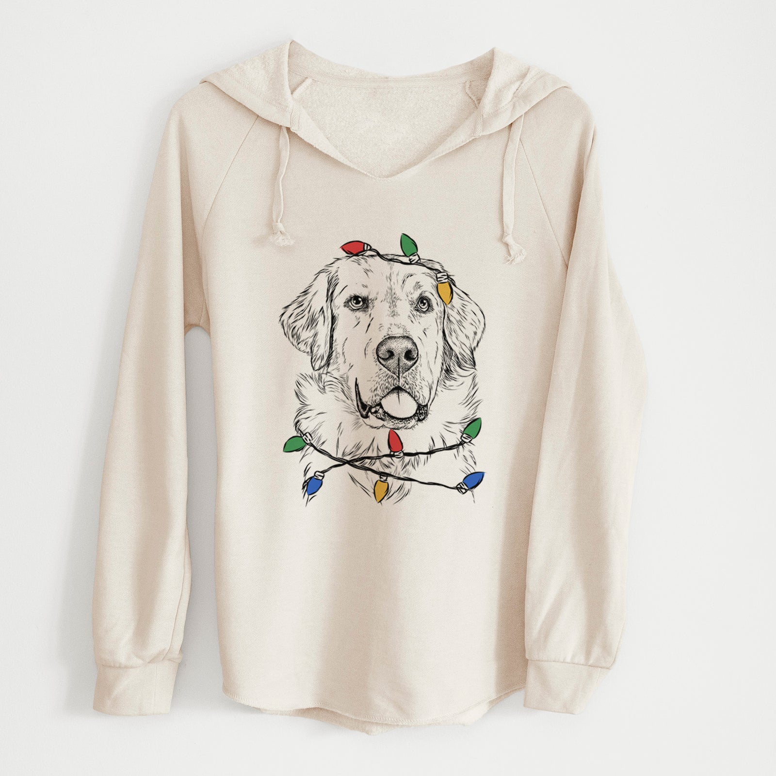 Christmas Lights Brophy the Great Pyrenees - Cali Wave Hooded Sweatshirt