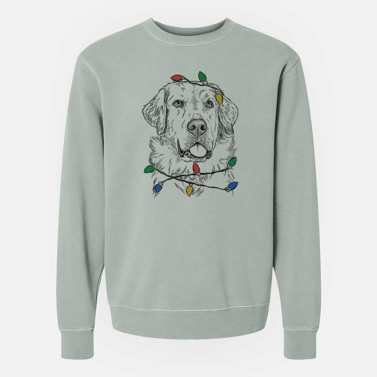 Christmas Lights Brophy the Great Pyrenees - Unisex Pigment Dyed Crew Sweatshirt