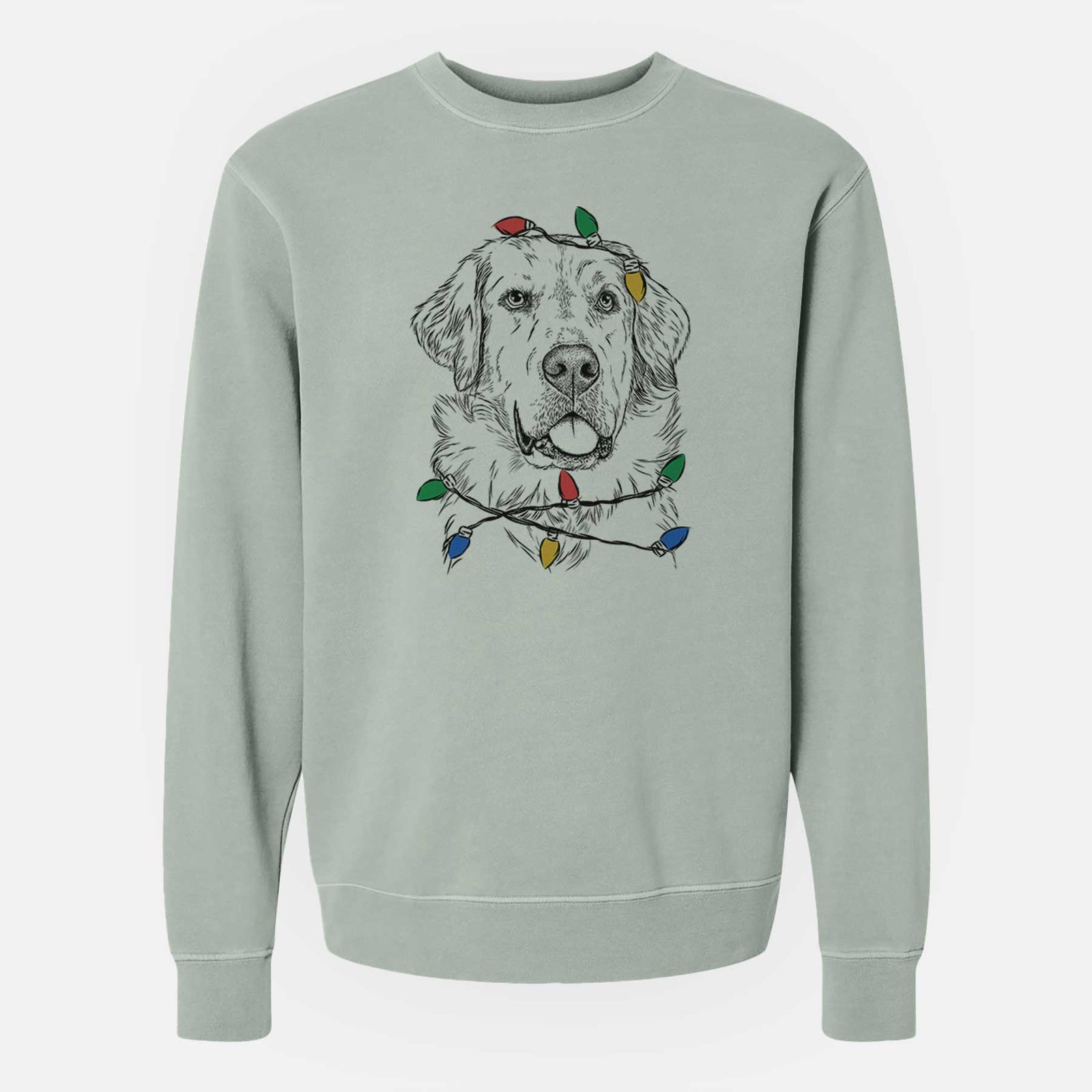 Christmas Lights Brophy the Great Pyrenees - Unisex Pigment Dyed Crew Sweatshirt