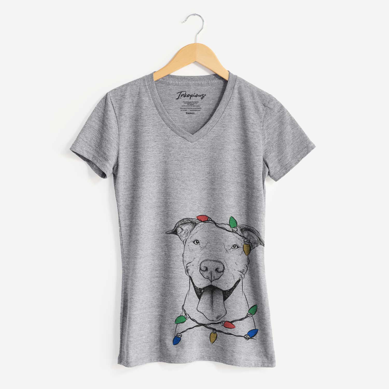 Christmas Lights Bruce the American Staffordshire Terrier - Women's V-neck Shirt