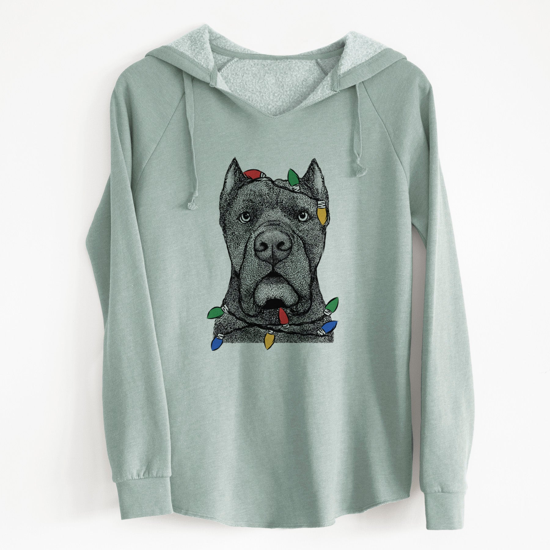 Christmas Lights Bruno the Cane Corso - Cali Wave Hooded Sweatshirt