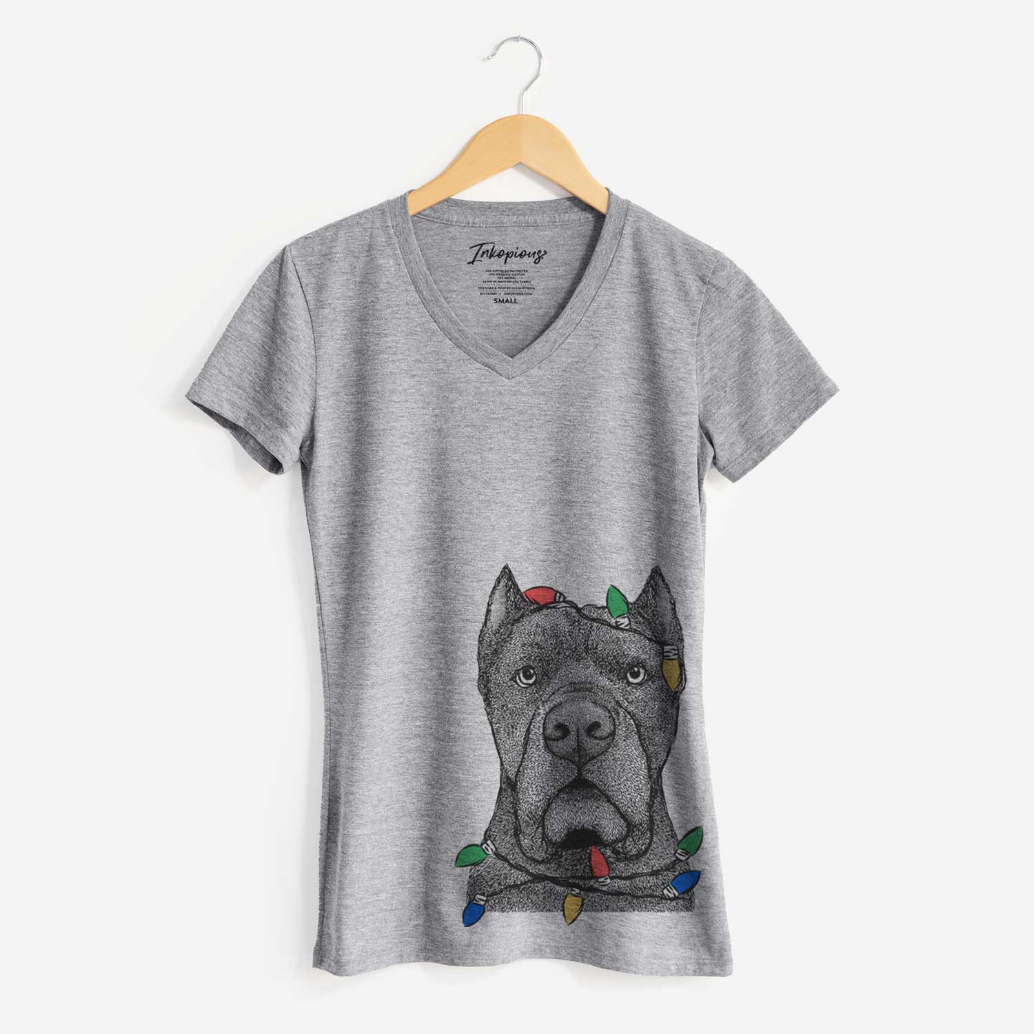 Christmas Lights Bruno the Cane Corso - Women's V-neck Shirt