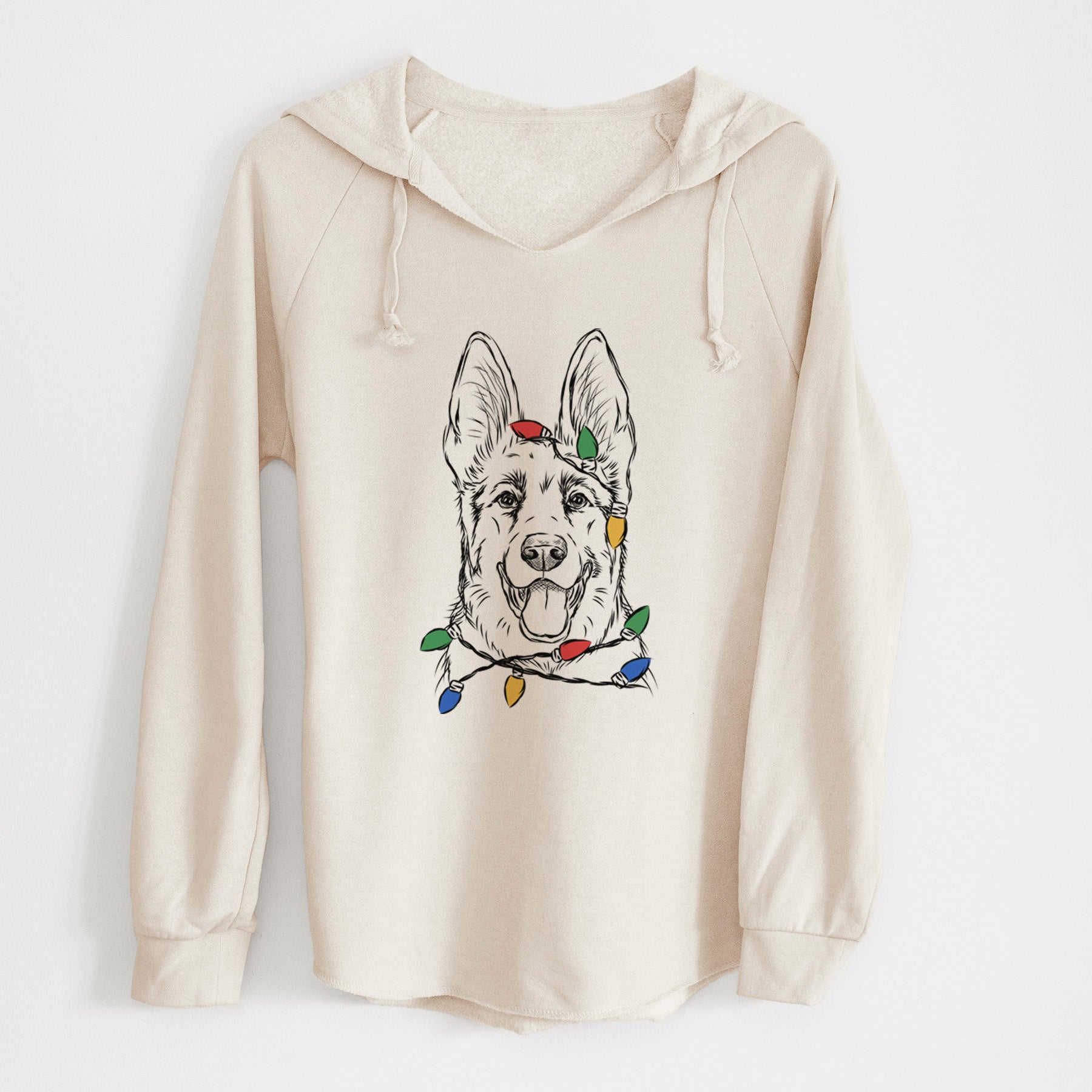 Christmas Lights Brutus the German Shepherd - Cali Wave Hooded Sweatshirt