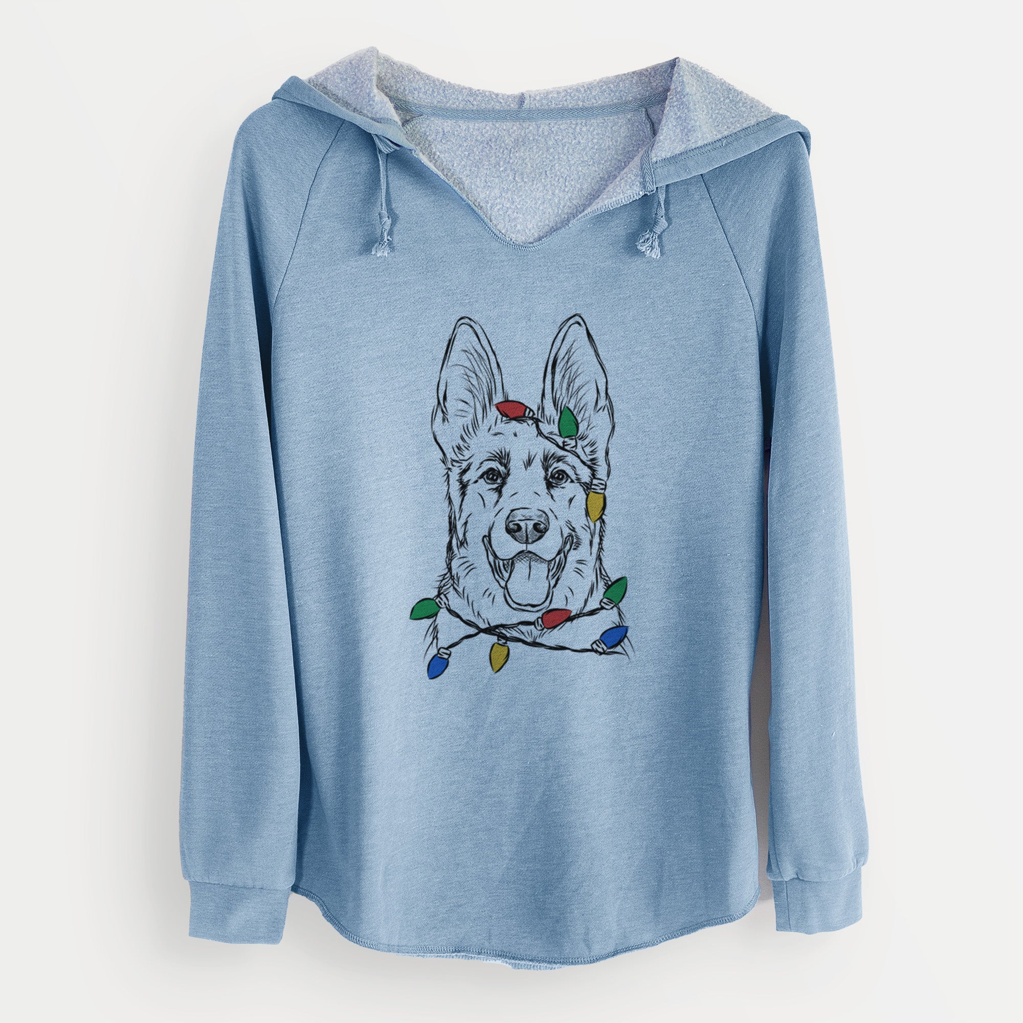 Christmas Lights Brutus the German Shepherd - Cali Wave Hooded Sweatshirt