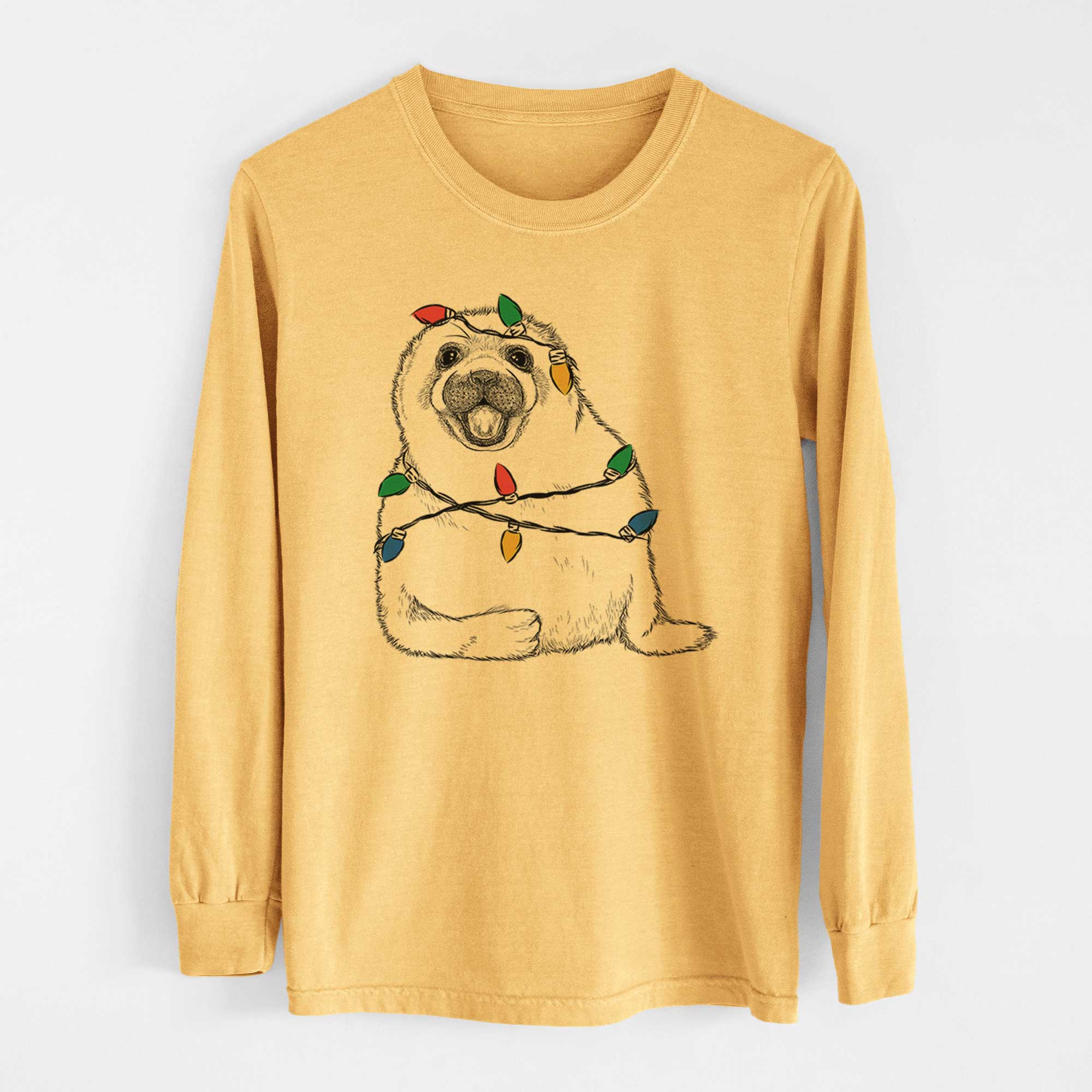 Christmas Lights Bub the Harp Seal - Heavyweight 100% Cotton Long Sleeve