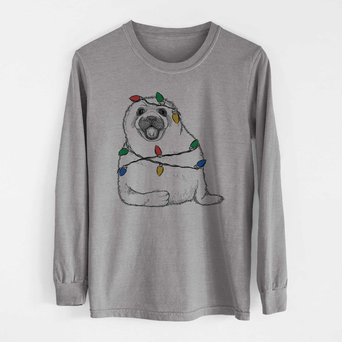 Christmas Lights Bub the Harp Seal - Heavyweight 100% Cotton Long Sleeve