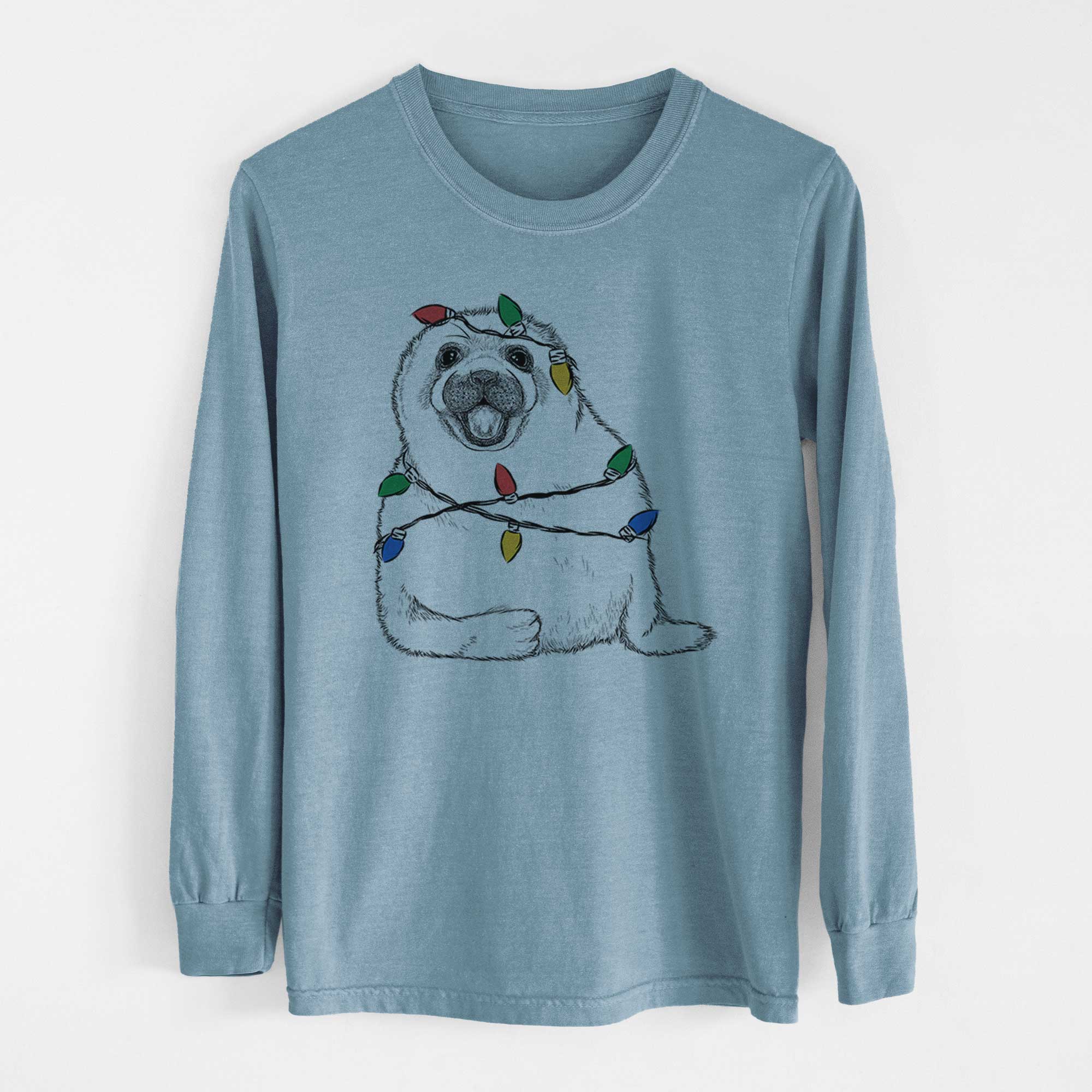 Christmas Lights Bub the Harp Seal - Heavyweight 100% Cotton Long Sleeve