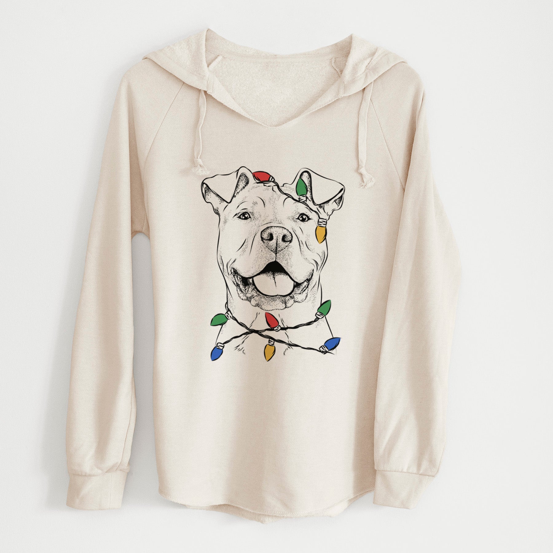 Christmas Lights Bubba Scraps the American Staffordshire Mix - Cali Wave Hooded Sweatshirt