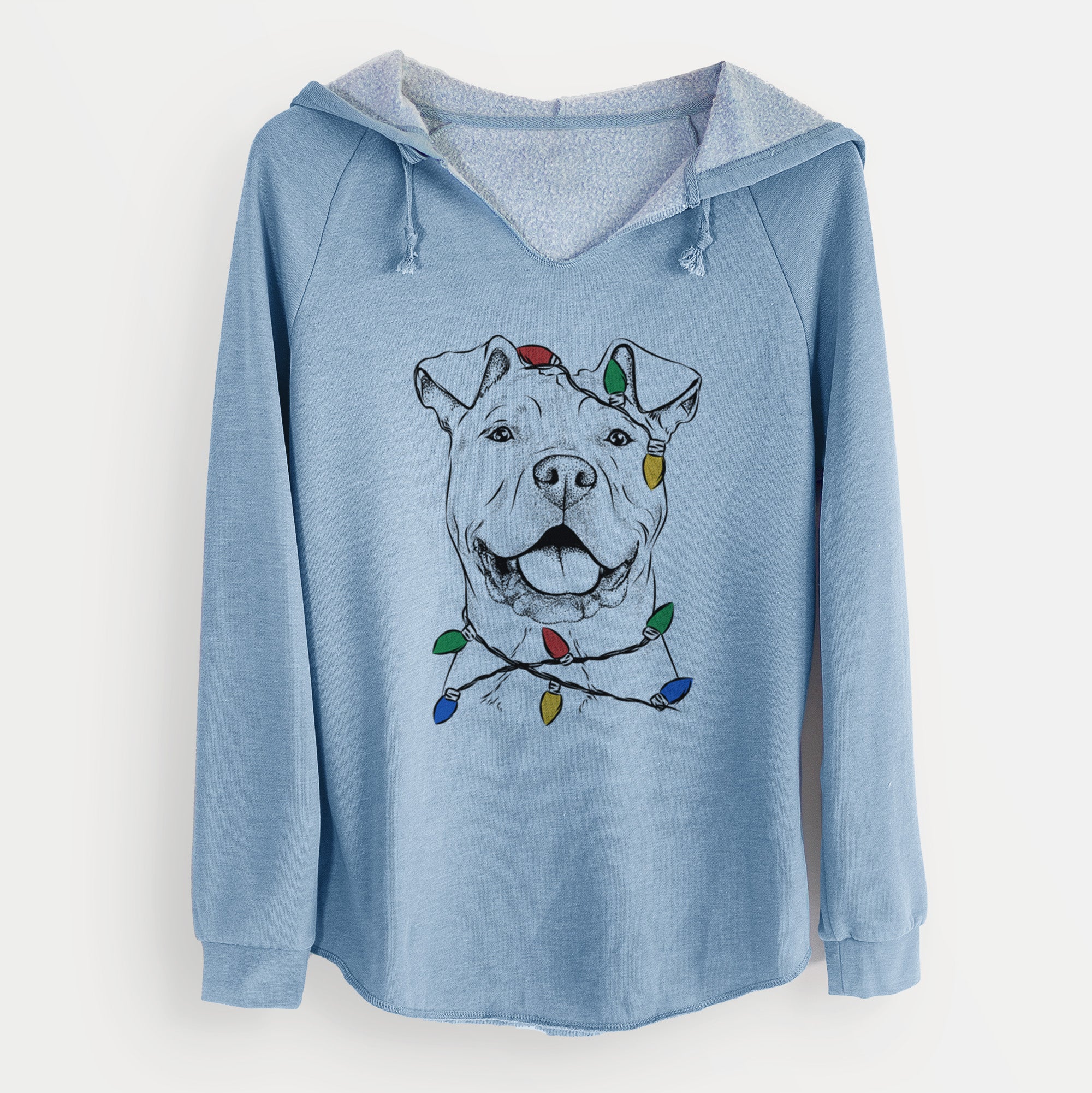 Christmas Lights Bubba Scraps the American Staffordshire Mix - Cali Wave Hooded Sweatshirt