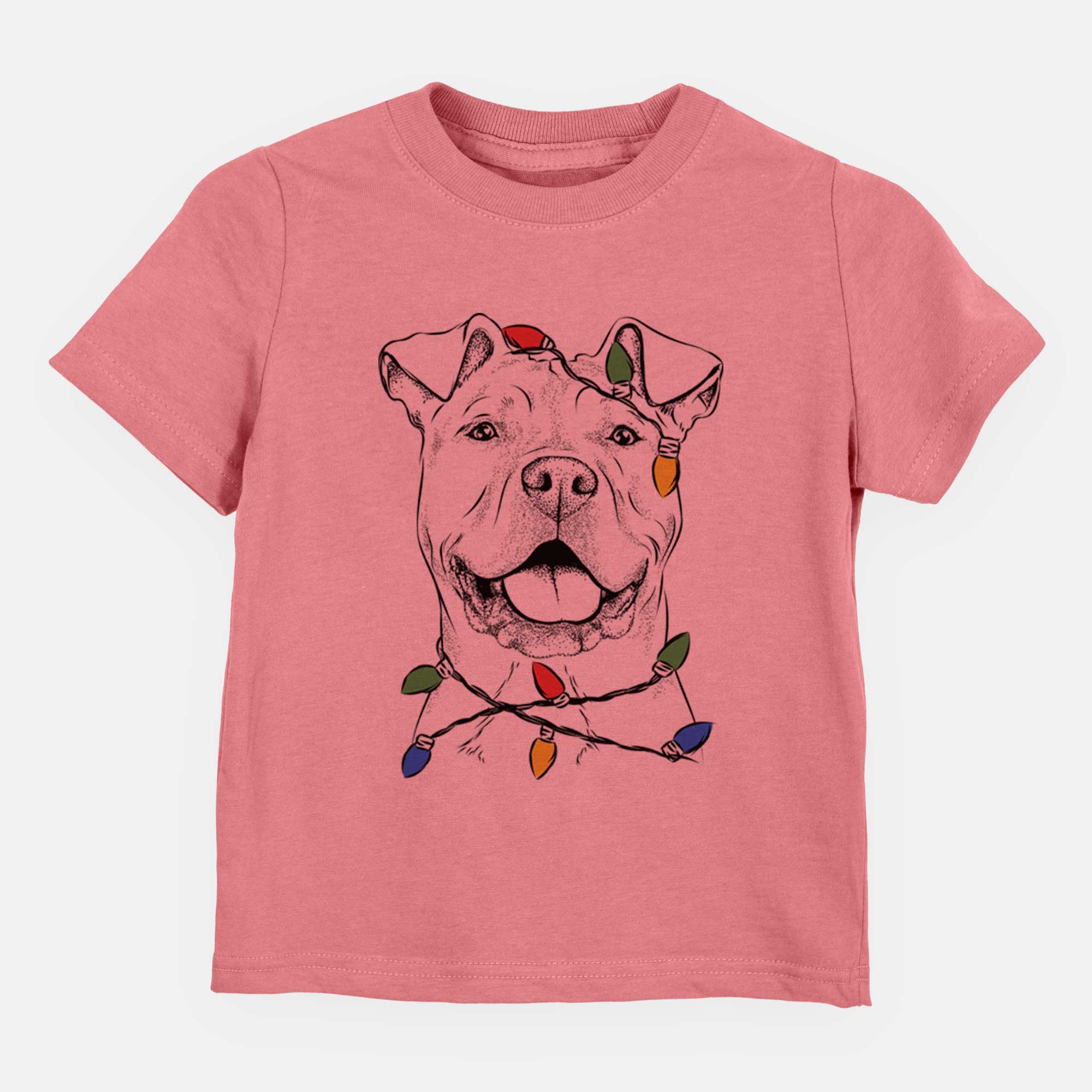 Christmas Lights Bubba Scraps the American Staffordshire Mix - Kids/Youth/Toddler Shirt