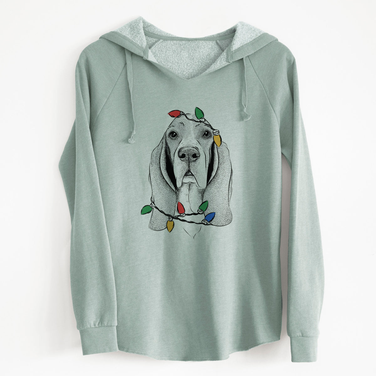Christmas Lights Buckley the Basset Hound - Cali Wave Hooded Sweatshirt
