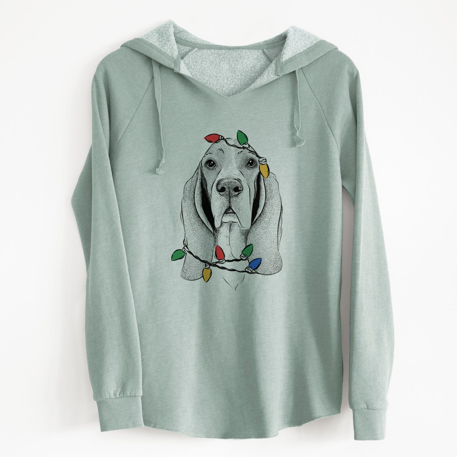 Christmas Lights Buckley the Basset Hound - Cali Wave Hooded Sweatshirt